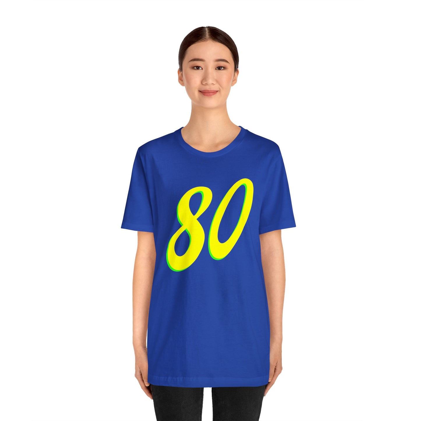 Number 80 Design - Soft Cotton Tee for birthdays and celebrations, Gift for friends and family, Multiple Options by clothezy.com in Gold Size Medium - Buy Now