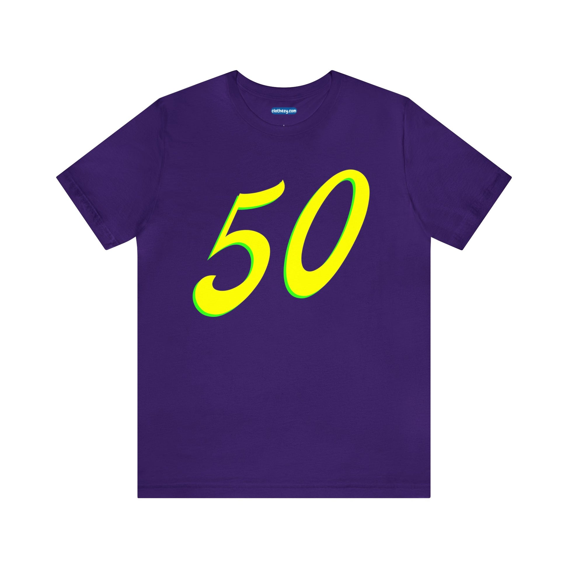 Number 50 Design - Soft Cotton Tee for birthdays and celebrations, Gift for friends and family, Multiple Options by clothezy.com in Purple Size Small - Buy Now