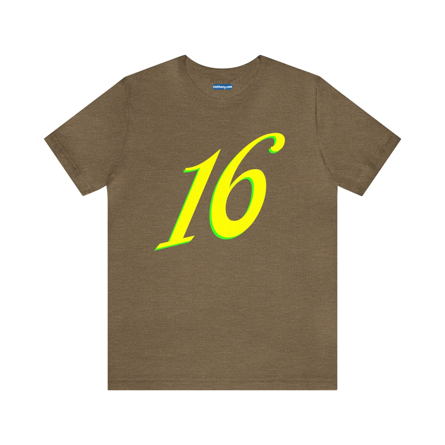 Number 16 Design - Soft Cotton Tee for birthdays and celebrations, Gift for friends and family, Multiple Options by clothezy.com in Olive Heather Size Small - Buy Now