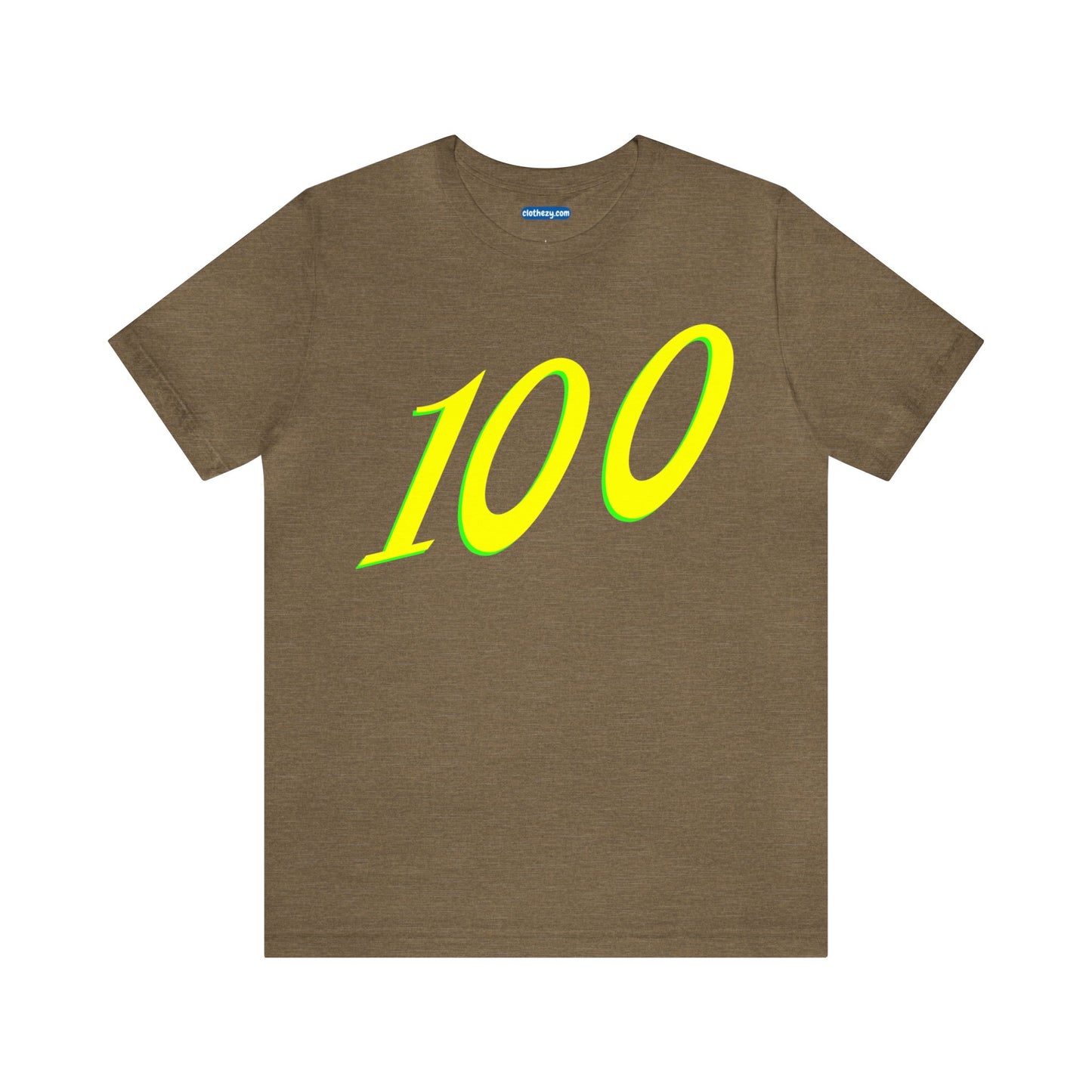 Number 100 Design - Soft Cotton Tee for birthdays and celebrations, Gift for friends and family, Multiple Options by clothezy.com in Olive Heather Size Small - Buy Now
