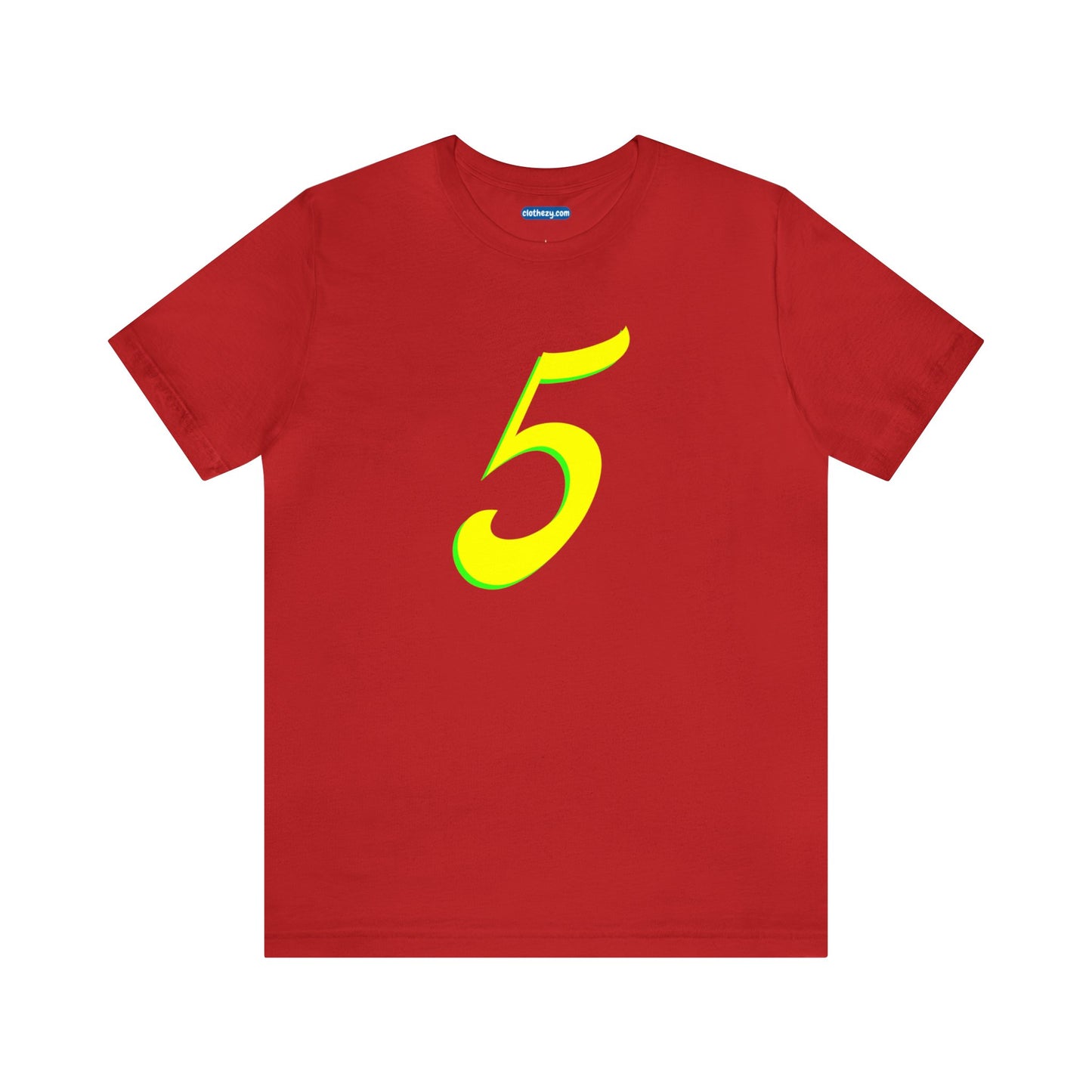 Number 5 Design - Soft Cotton Tee for birthdays and celebrations, Gift for friends and family, Multiple Options by clothezy.com in Red Size Small - Buy Now