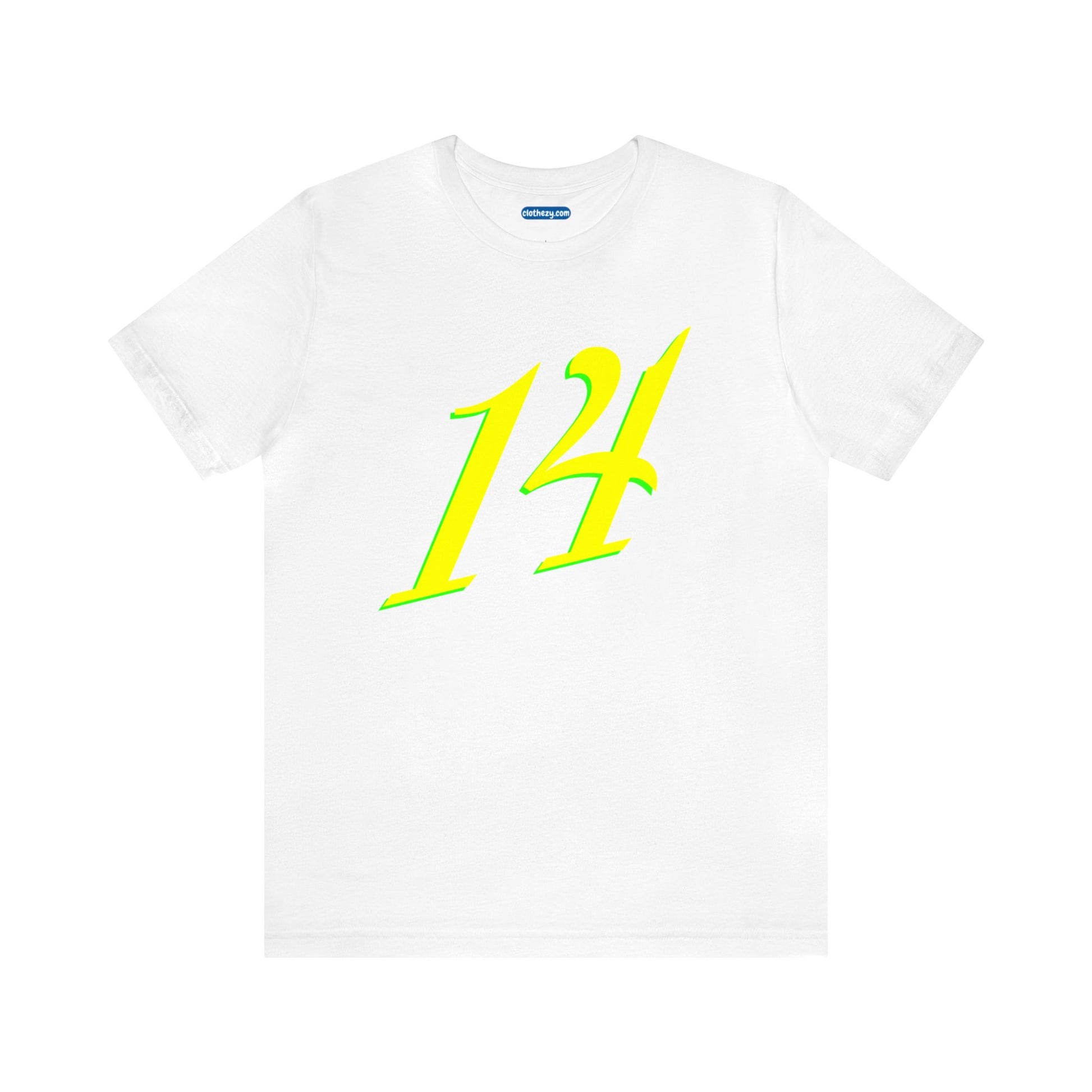 Number 14 Design - Soft Cotton Tee for birthdays and celebrations, Gift for friends and family, Multiple Options by clothezy.com in White Size Small - Buy Now
