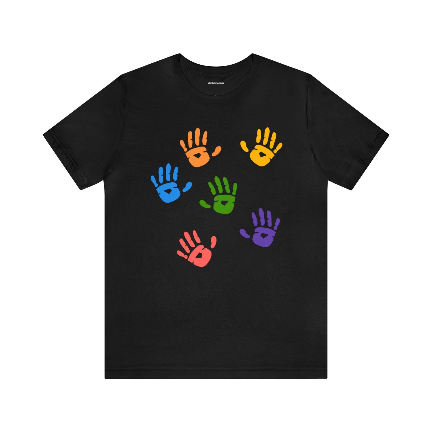 Rainbow Hand Prints T-Shirt - Unisex Adult Tee by clothezy.com in Black - Buy Now