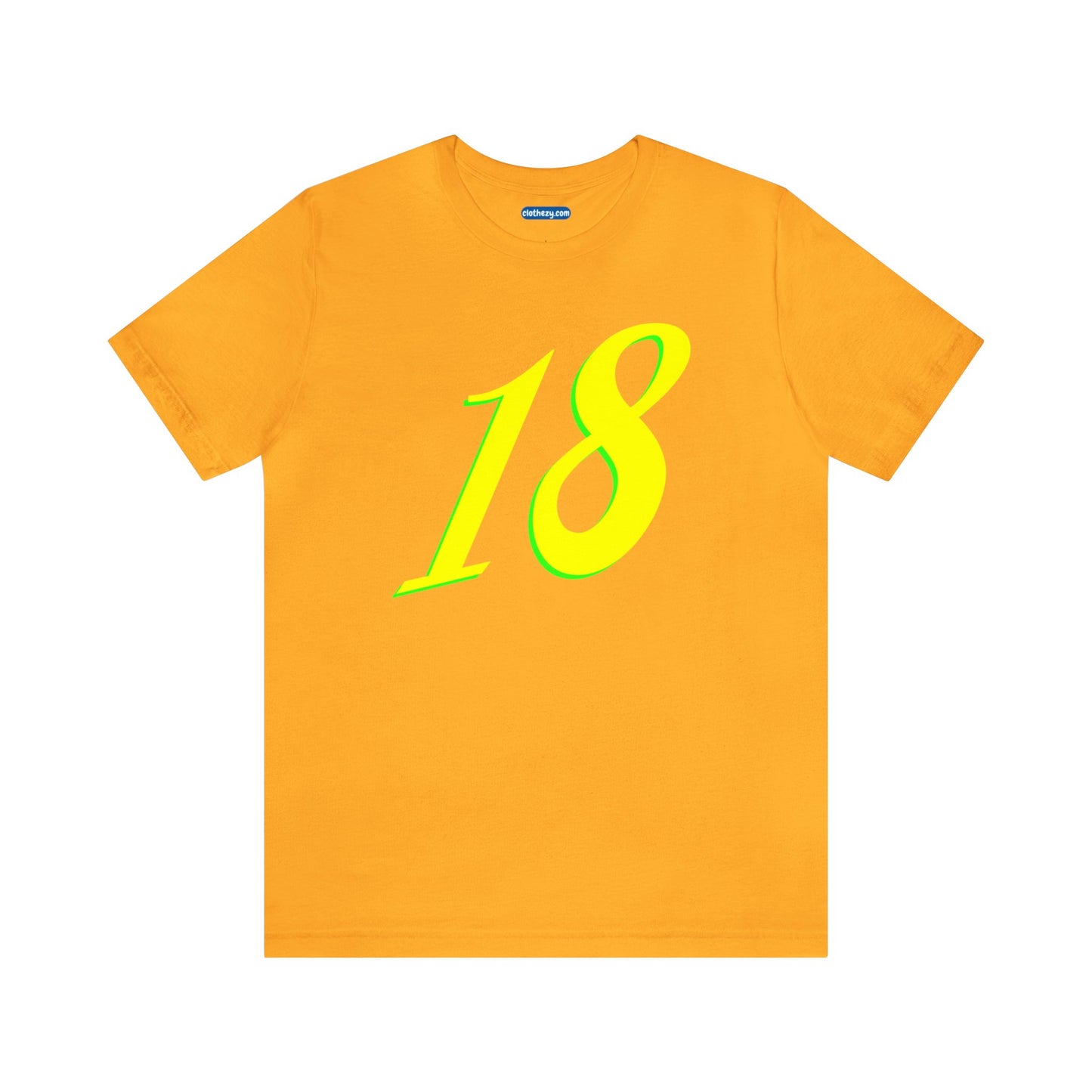 Number 18 Design - Soft Cotton Tee for birthdays and celebrations, Gift for friends and family, Multiple Options by clothezy.com in Gold Size Small - Buy Now
