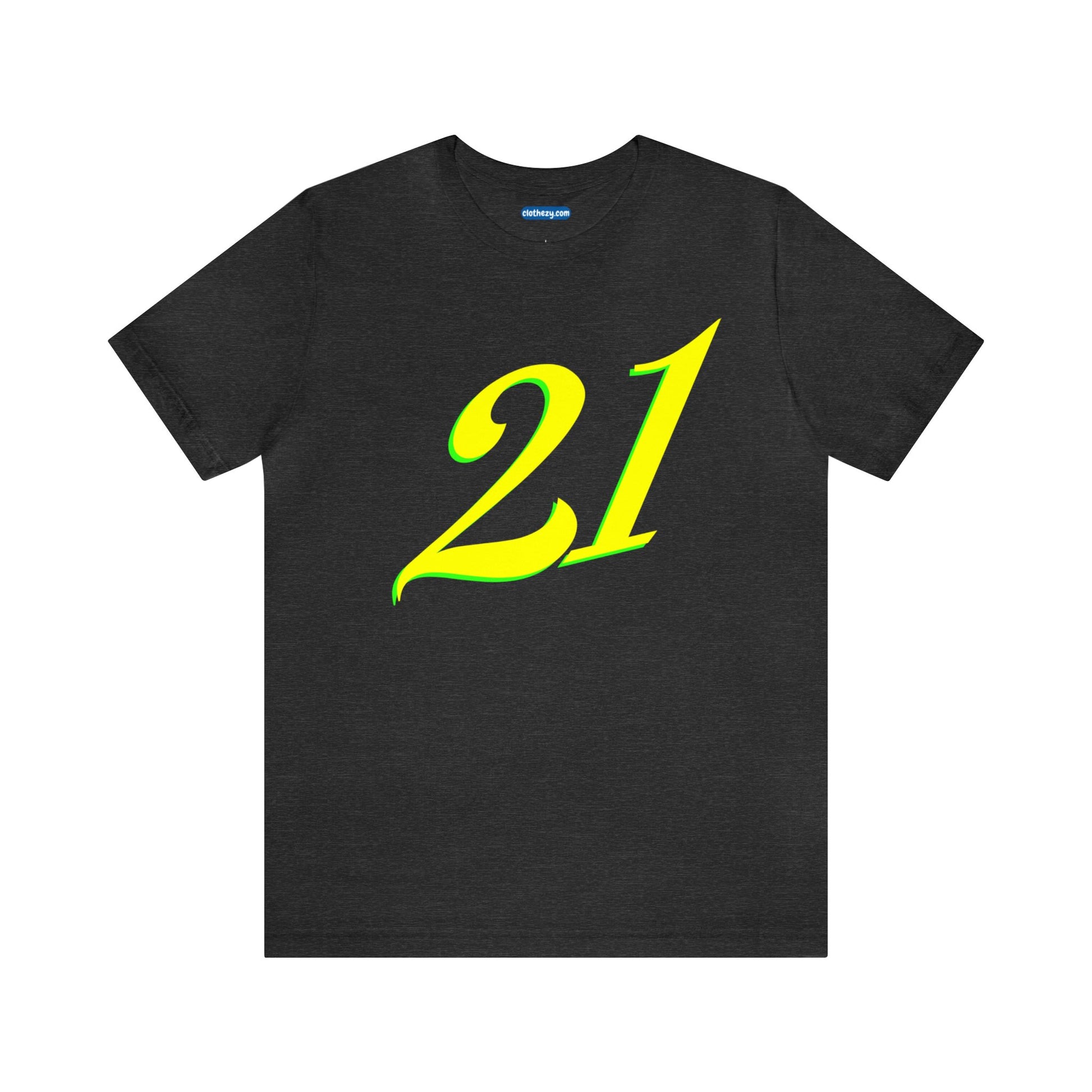 Number 21 Design - Soft Cotton Tee for birthdays and celebrations, Gift for friends and family, Multiple Options by clothezy.com in Gold Size Small - Buy Now