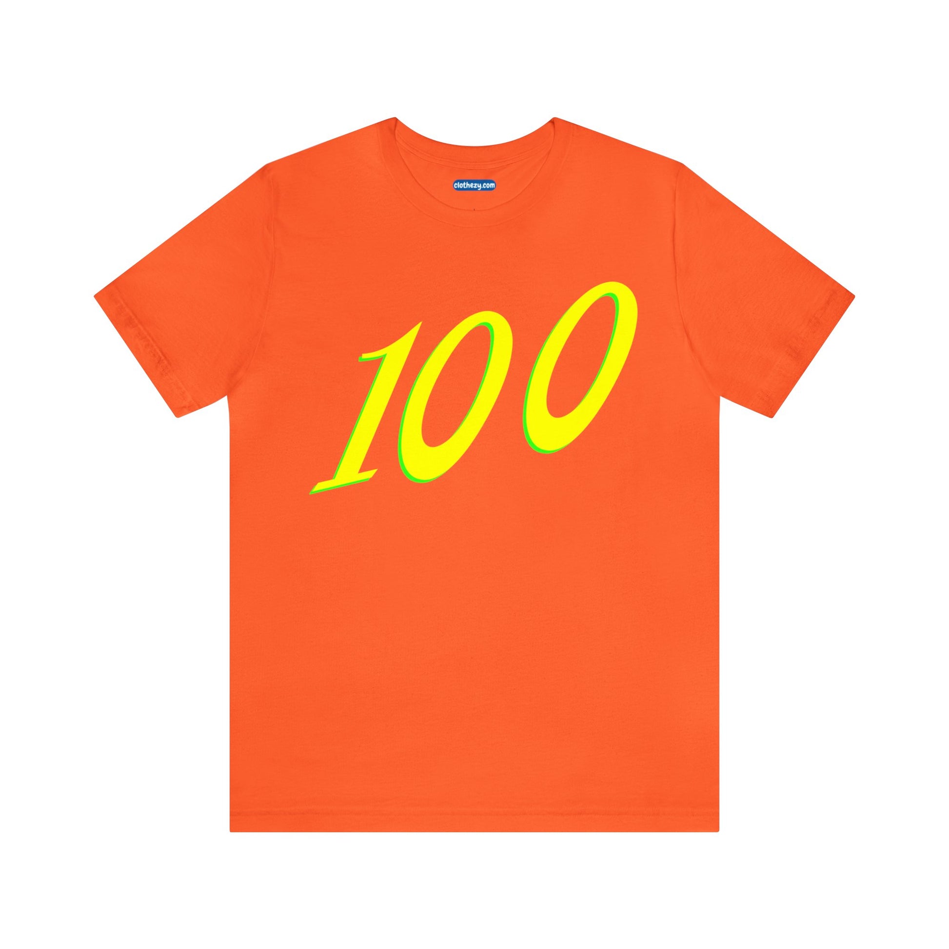 Number 100 Design - Soft Cotton Tee for birthdays and celebrations, Gift for friends and family, Multiple Options by clothezy.com in Orange Size Small - Buy Now