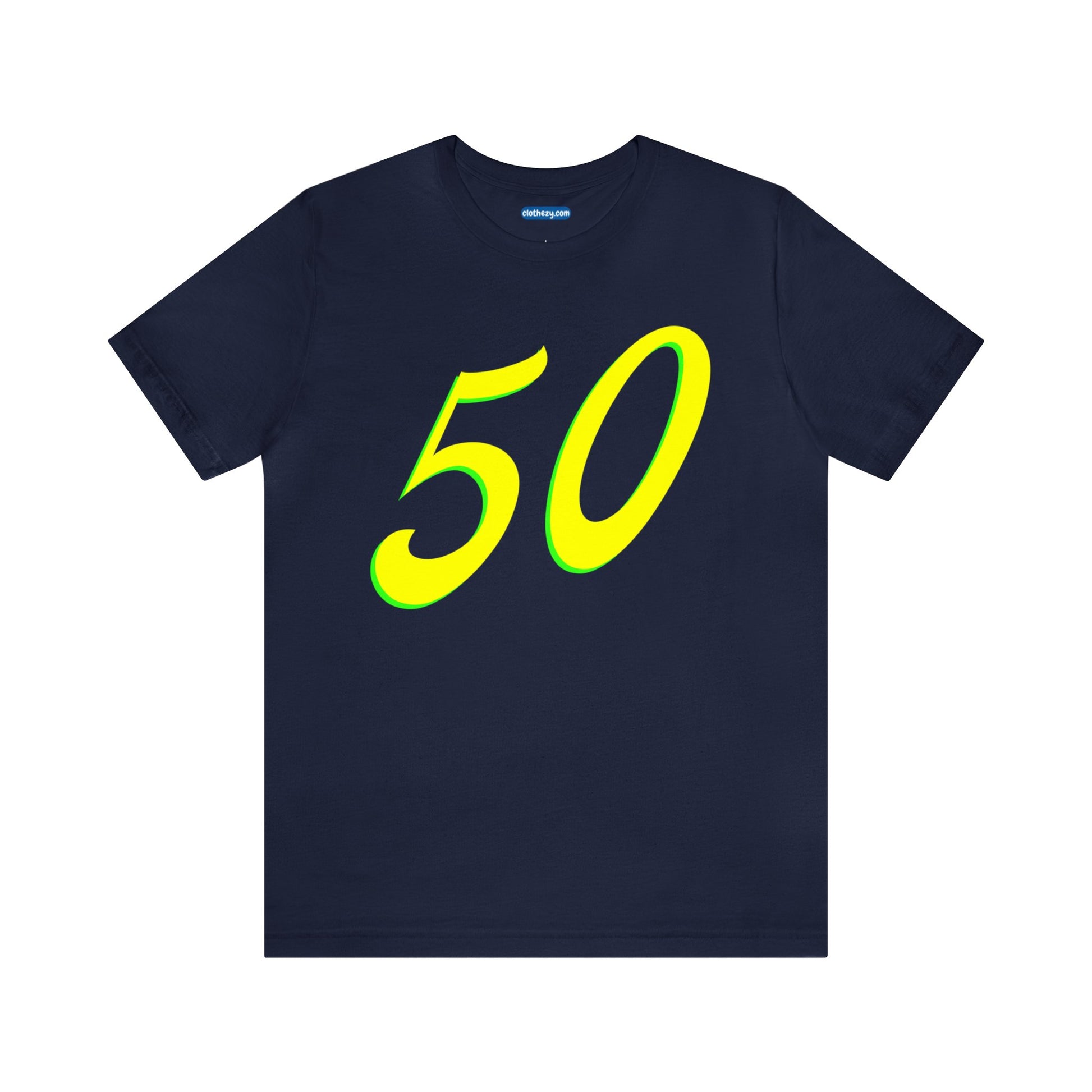 Number 50 Design - Soft Cotton Tee for birthdays and celebrations, Gift for friends and family, Multiple Options by clothezy.com in Navy Size Small - Buy Now