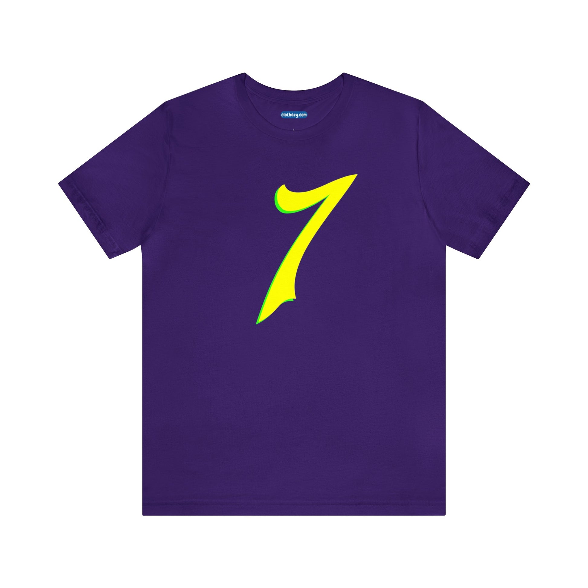 Number 7 Design - Soft Cotton Tee for birthdays and celebrations, Gift for friends and family, Multiple Options by clothezy.com in Purple Size Small - Buy Now