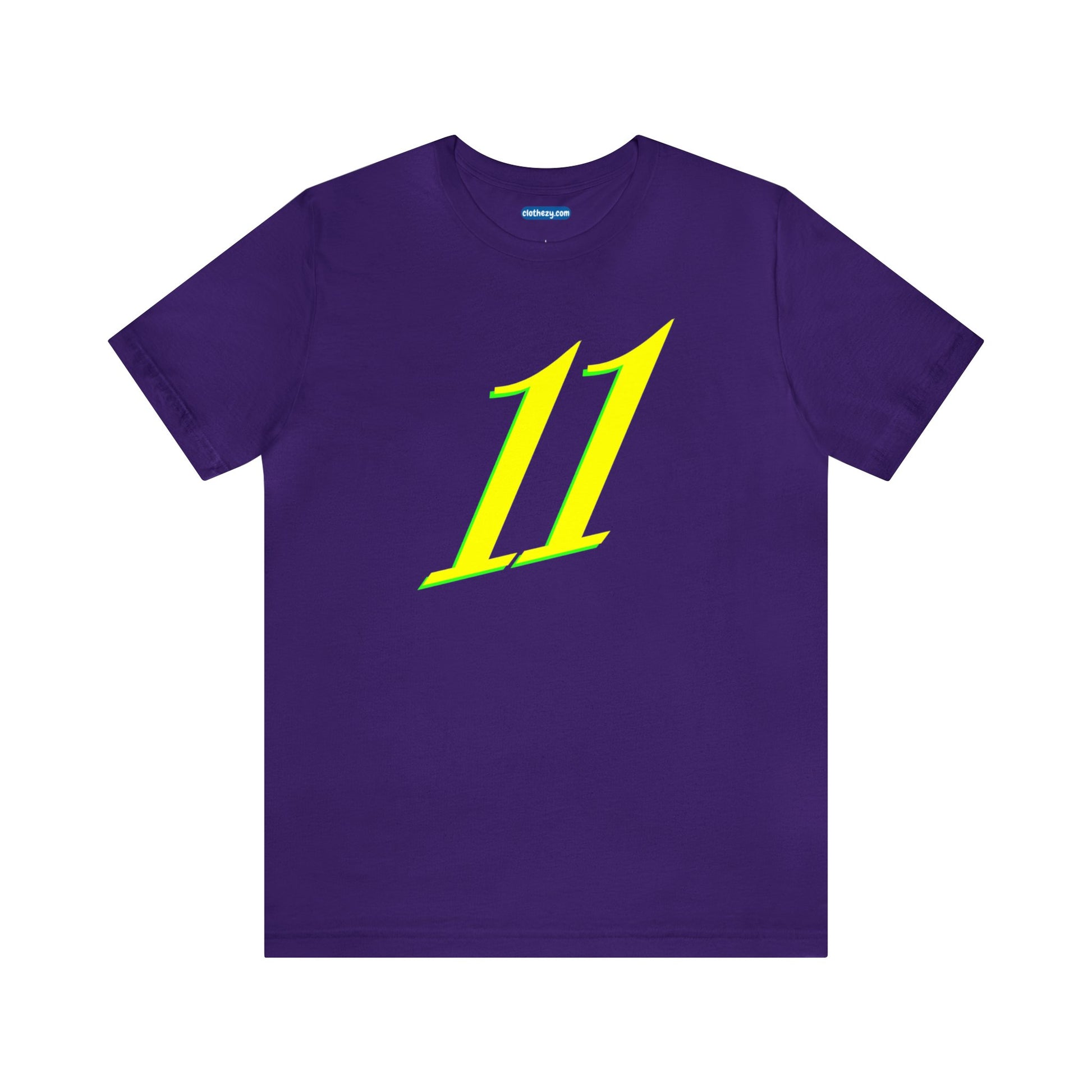 Number 11 Design - Soft Cotton Tee for birthdays and celebrations, Gift for friends and family, Multiple Options by clothezy.com in Purple Size Small - Buy Now