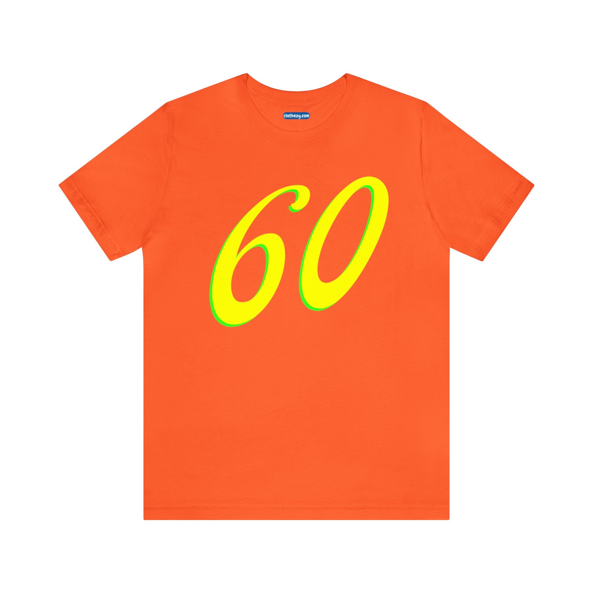 Number 60 Design - Soft Cotton Tee for birthdays and celebrations, Gift for friends and family, Multiple Options by clothezy.com in Orange Size Small - Buy Now