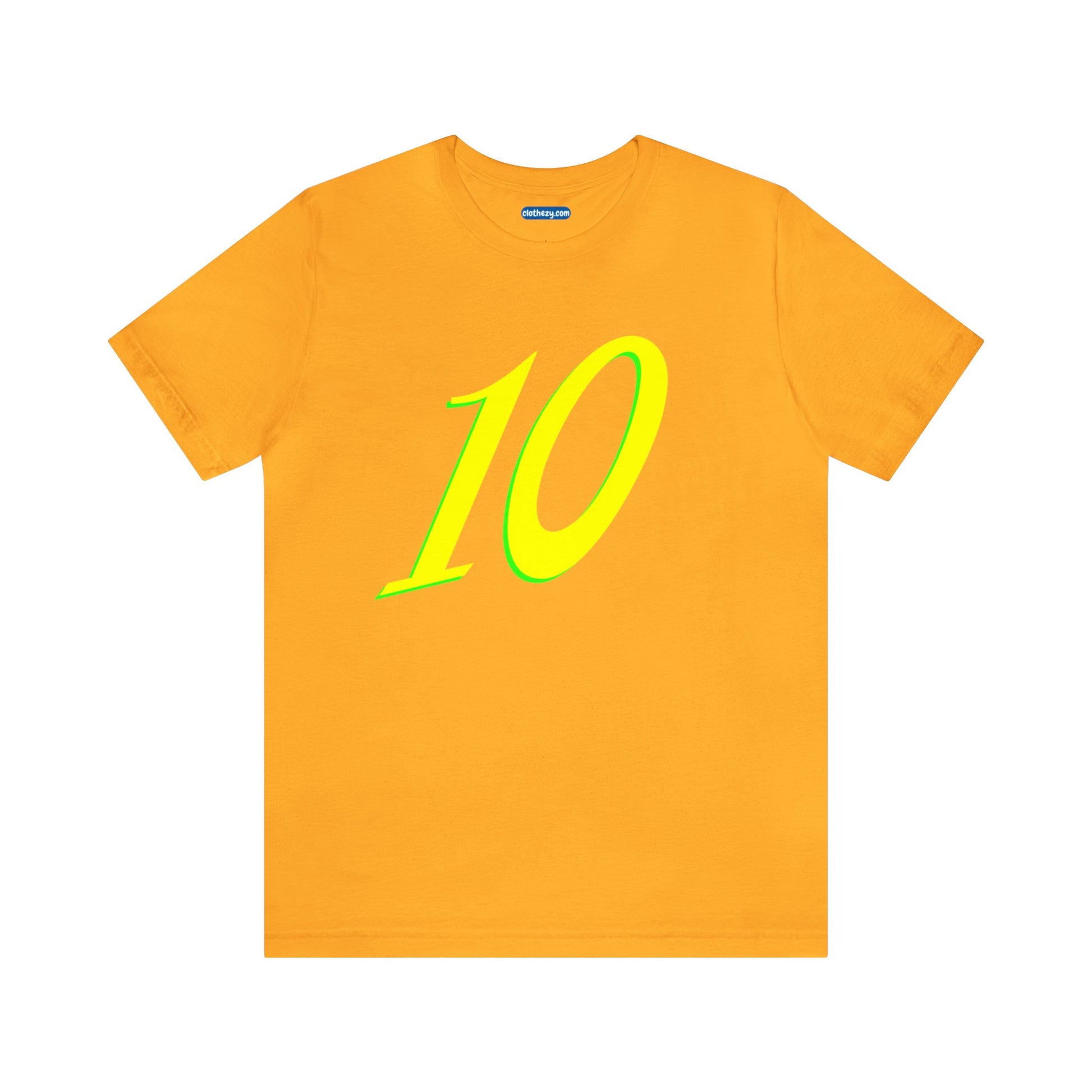 Number 10 Design - Soft Cotton Tee for birthdays and celebrations, Gift for friends and family, Multiple Options by clothezy.com in Gold Size Small - Buy Now