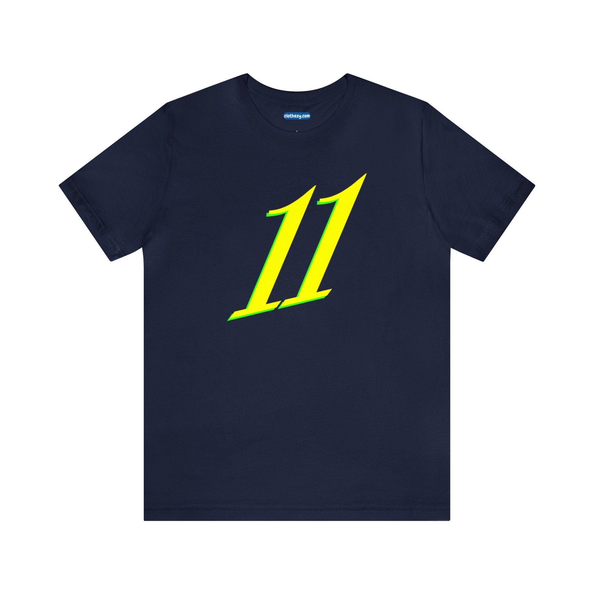 Number 11 Design - Soft Cotton Tee for birthdays and celebrations, Gift for friends and family, Multiple Options by clothezy.com in Navy Size Small - Buy Now