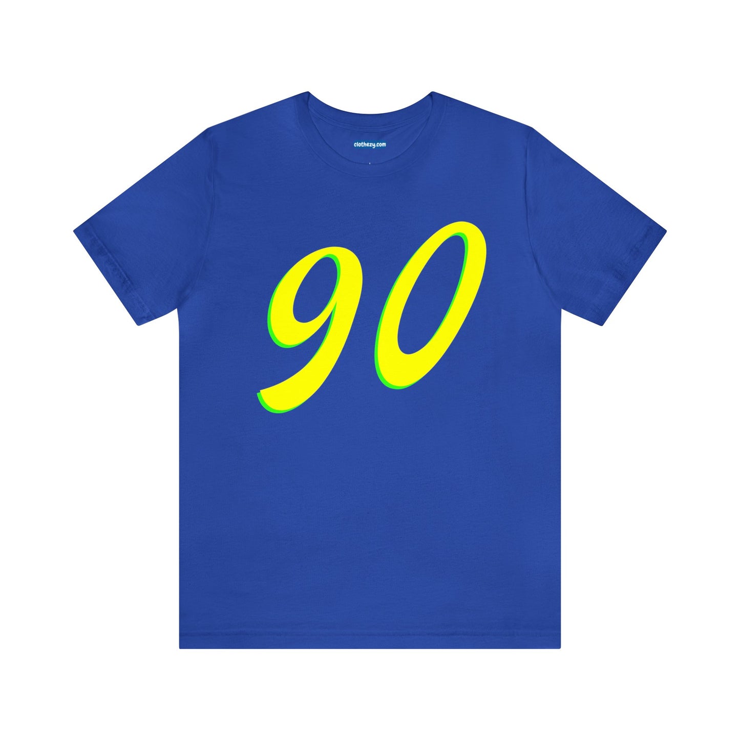 Number 90 Design - Soft Cotton Tee for birthdays and celebrations, Gift for friends and family, Multiple Options by clothezy.com in Royal Blue Size Small - Buy Now