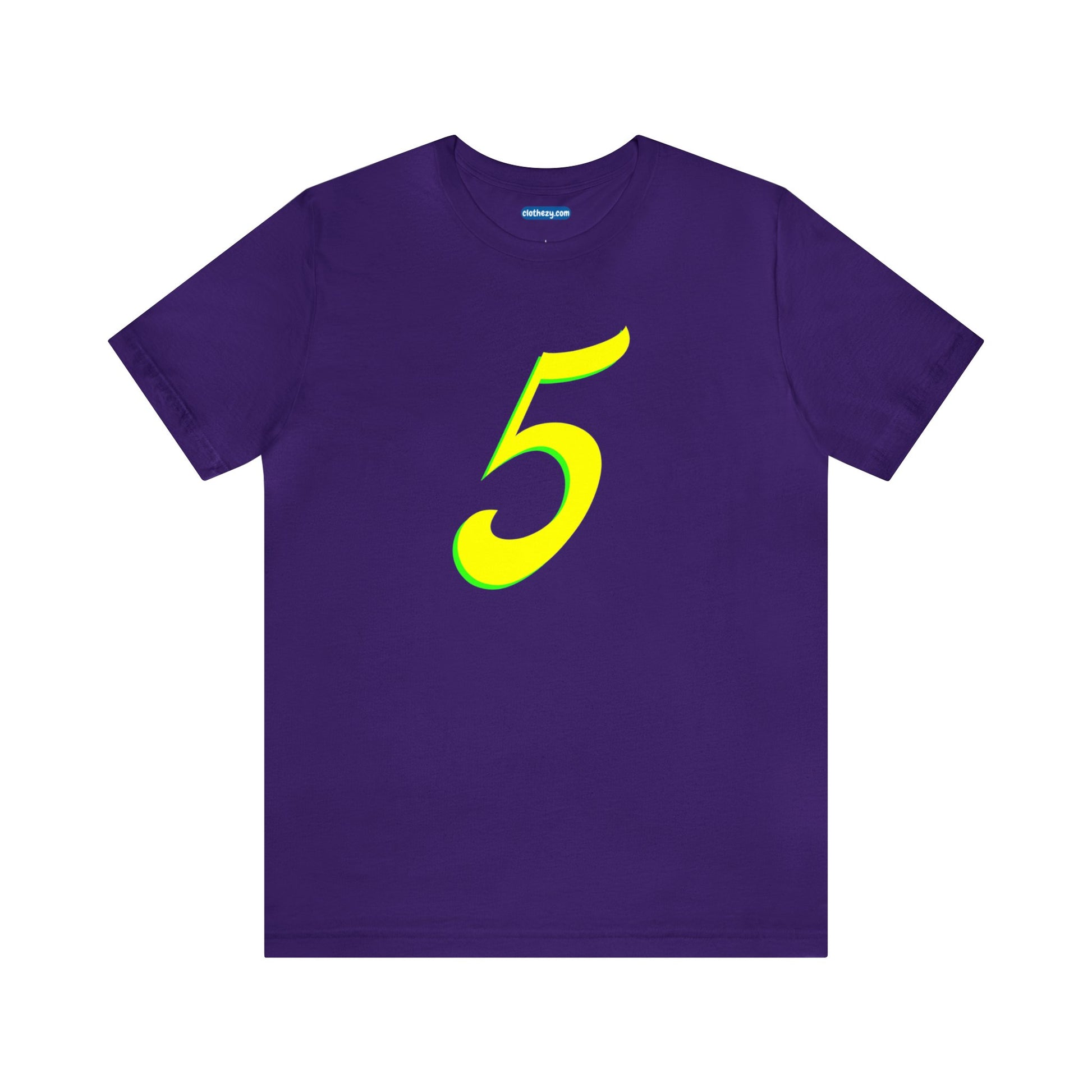 Number 5 Design - Soft Cotton Tee for birthdays and celebrations, Gift for friends and family, Multiple Options by clothezy.com in Purple Size Small - Buy Now