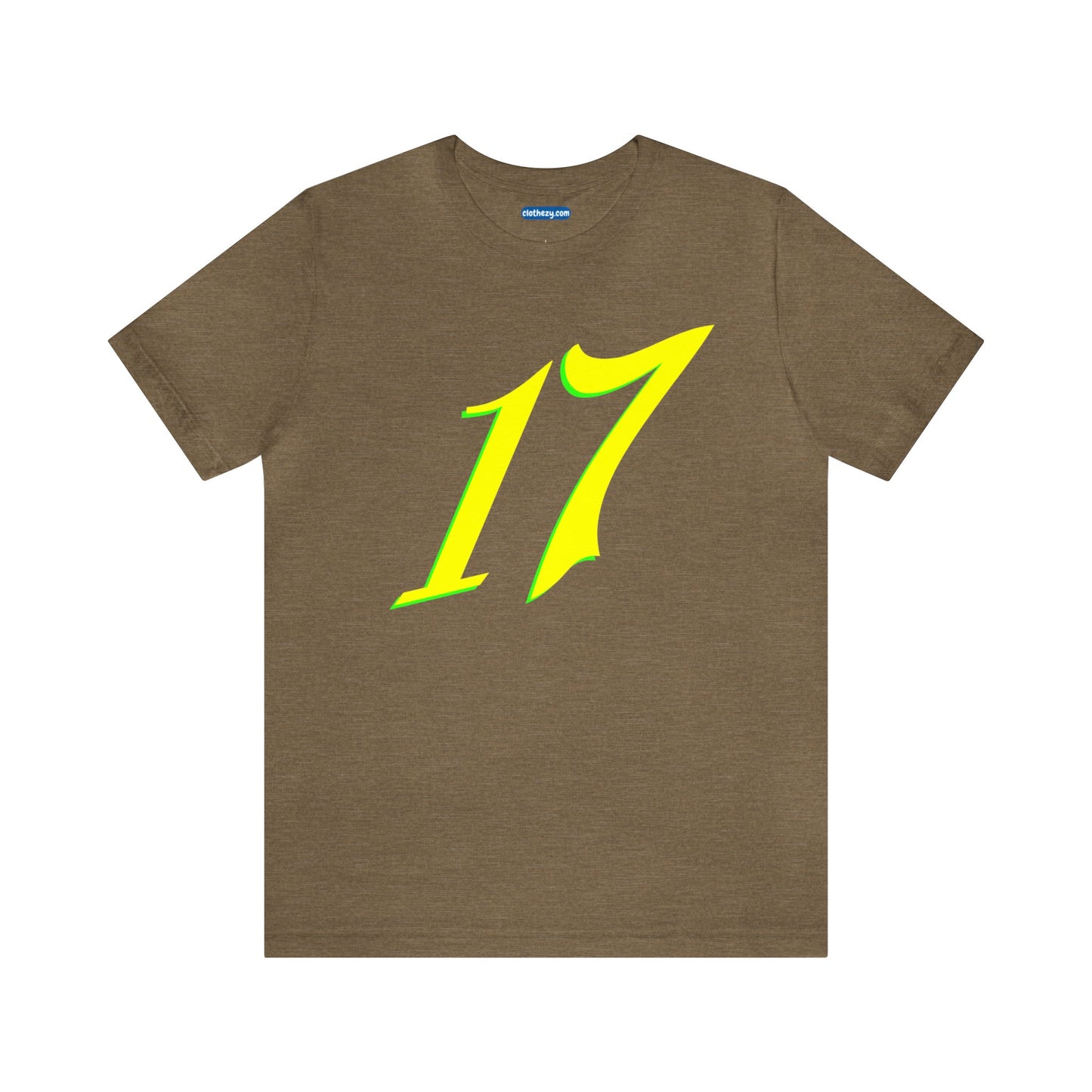 Number 17 Design - Soft Cotton Tee for birthdays and celebrations, Gift for friends and family, Multiple Options by clothezy.com in Olive Heather Size Small - Buy Now