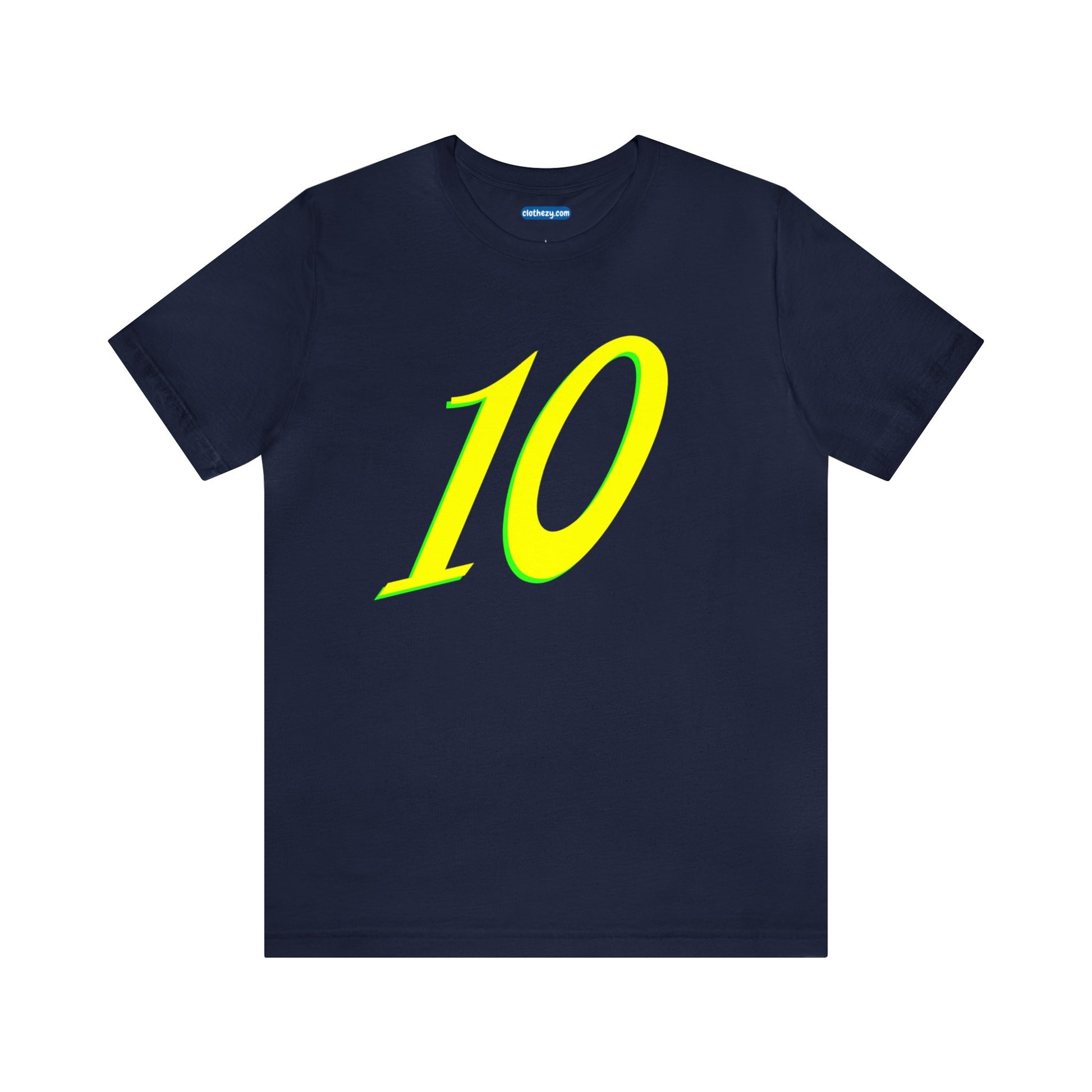 Number 10 Design - Soft Cotton Tee for birthdays and celebrations, Gift for friends and family, Multiple Options by clothezy.com in Navy Size Small - Buy Now