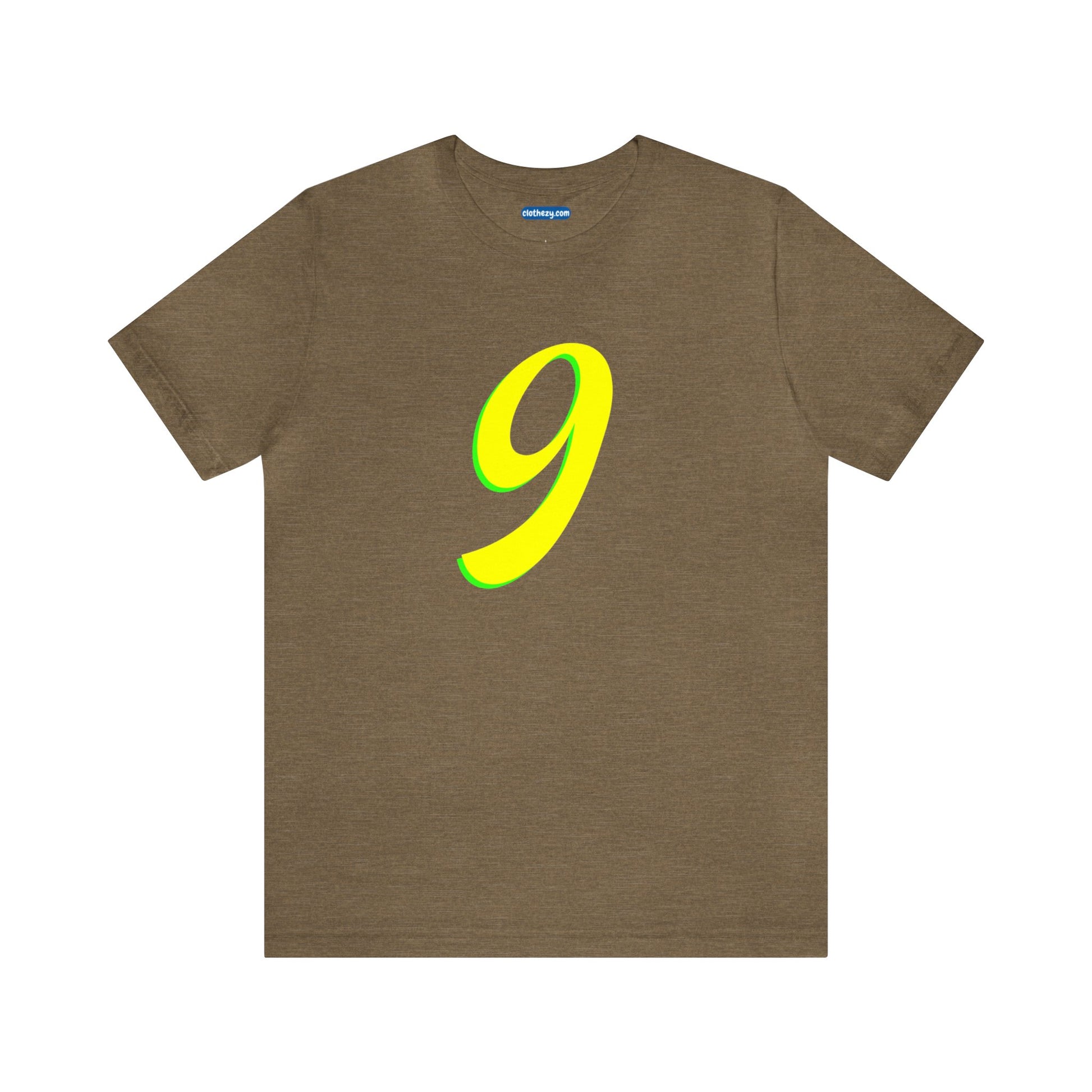 Number 9 Design - Soft Cotton Tee for birthdays and celebrations, Gift for friends and family, Multiple Options by clothezy.com in Olive Heather Size Small - Buy Now
