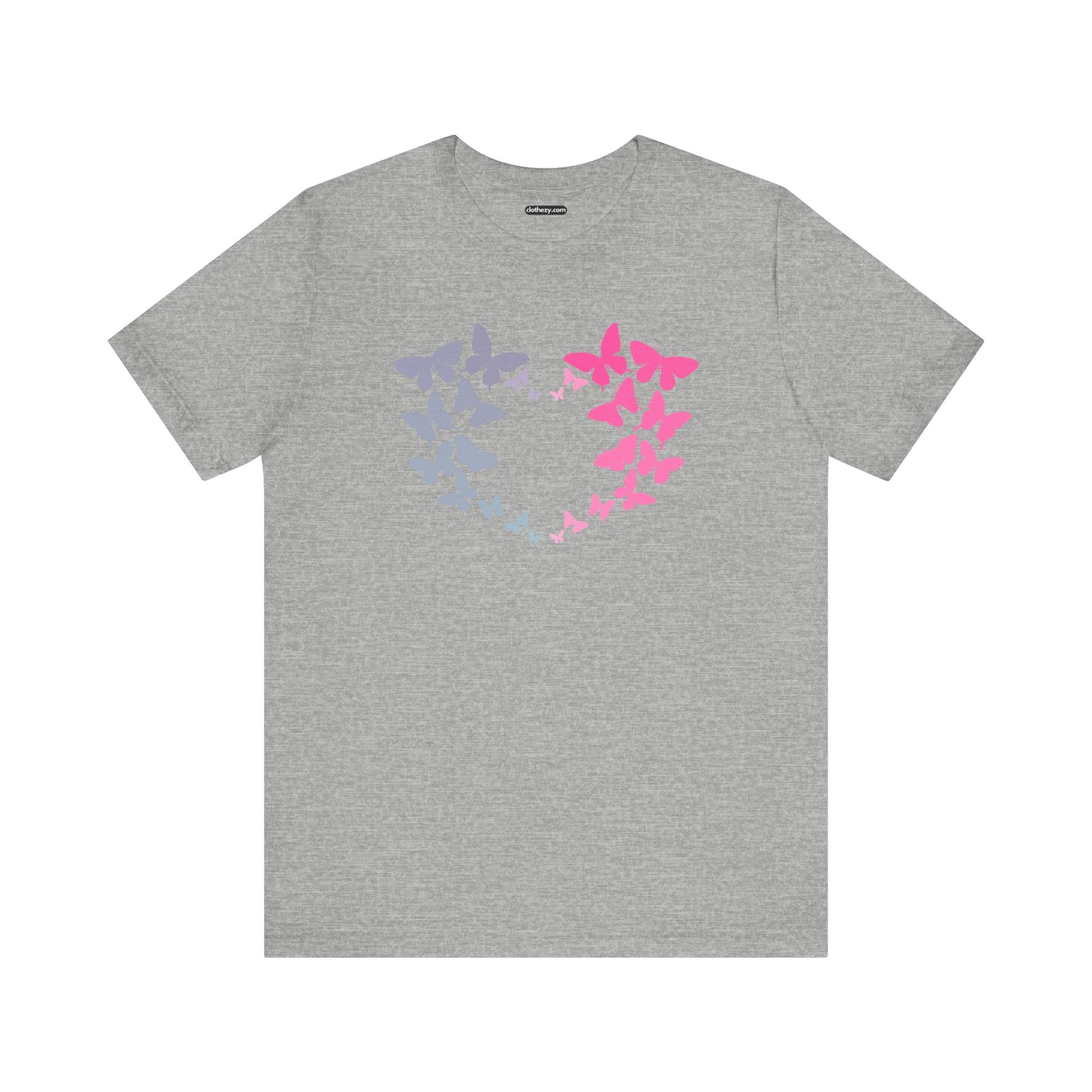 Grey and Pink Butterfly Heart - Soft Cotton Adult Unisex T-Shirt, Gift for friends and family, Gift for friends and family by clothezy.com - Buy Now