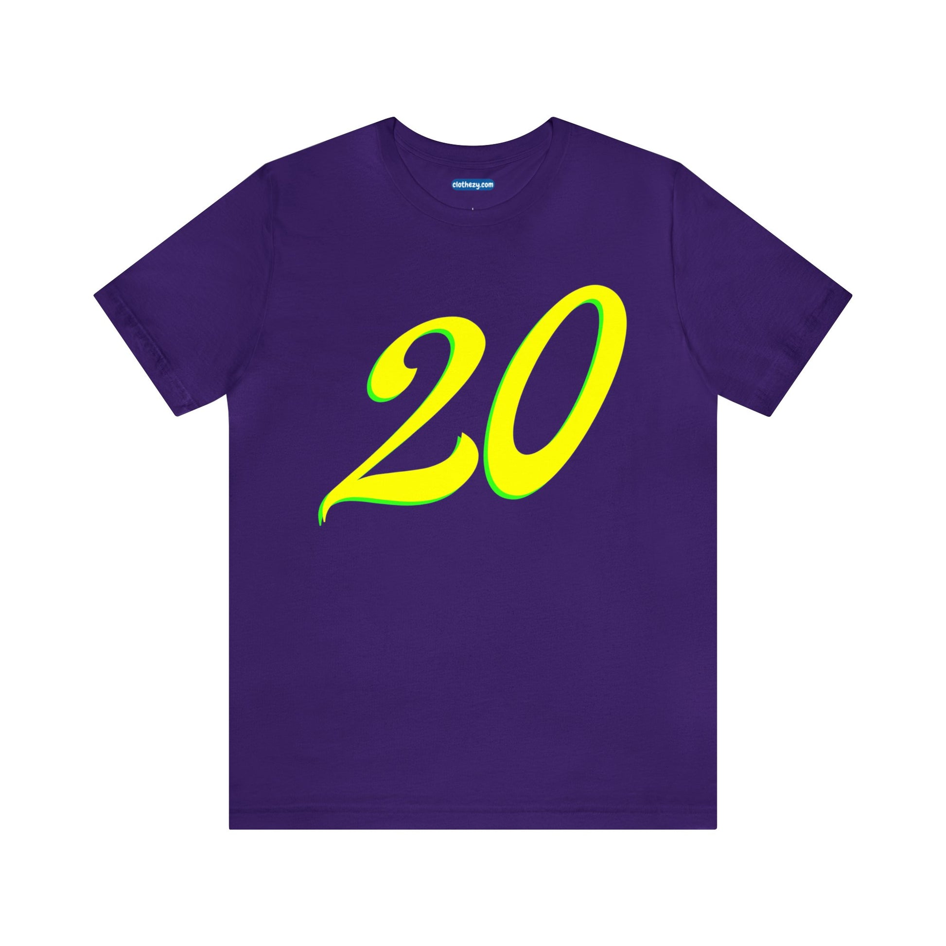 Number 20 Design - Soft Cotton Tee for birthdays and celebrations, Gift for friends and family, Multiple Options by clothezy.com in Purple Size Small - Buy Now