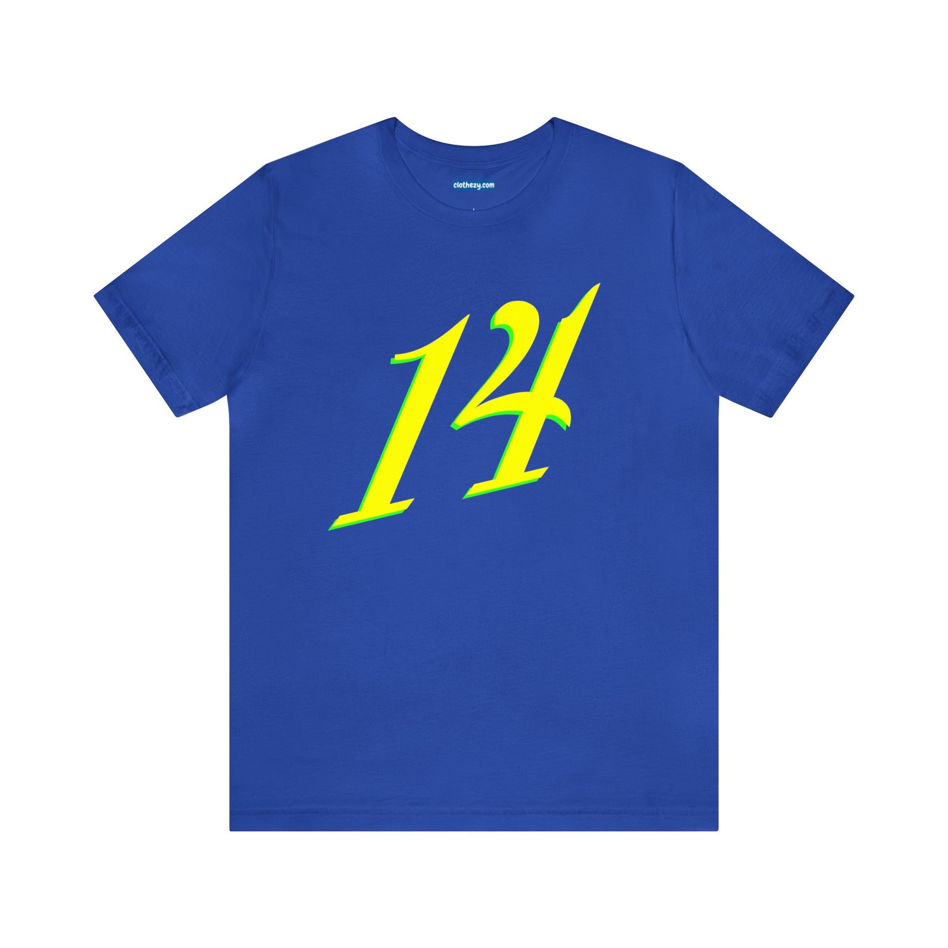 Number 14 Design - Soft Cotton Tee for birthdays and celebrations, Gift for friends and family, Multiple Options by clothezy.com in Royal Blue Size Small - Buy Now