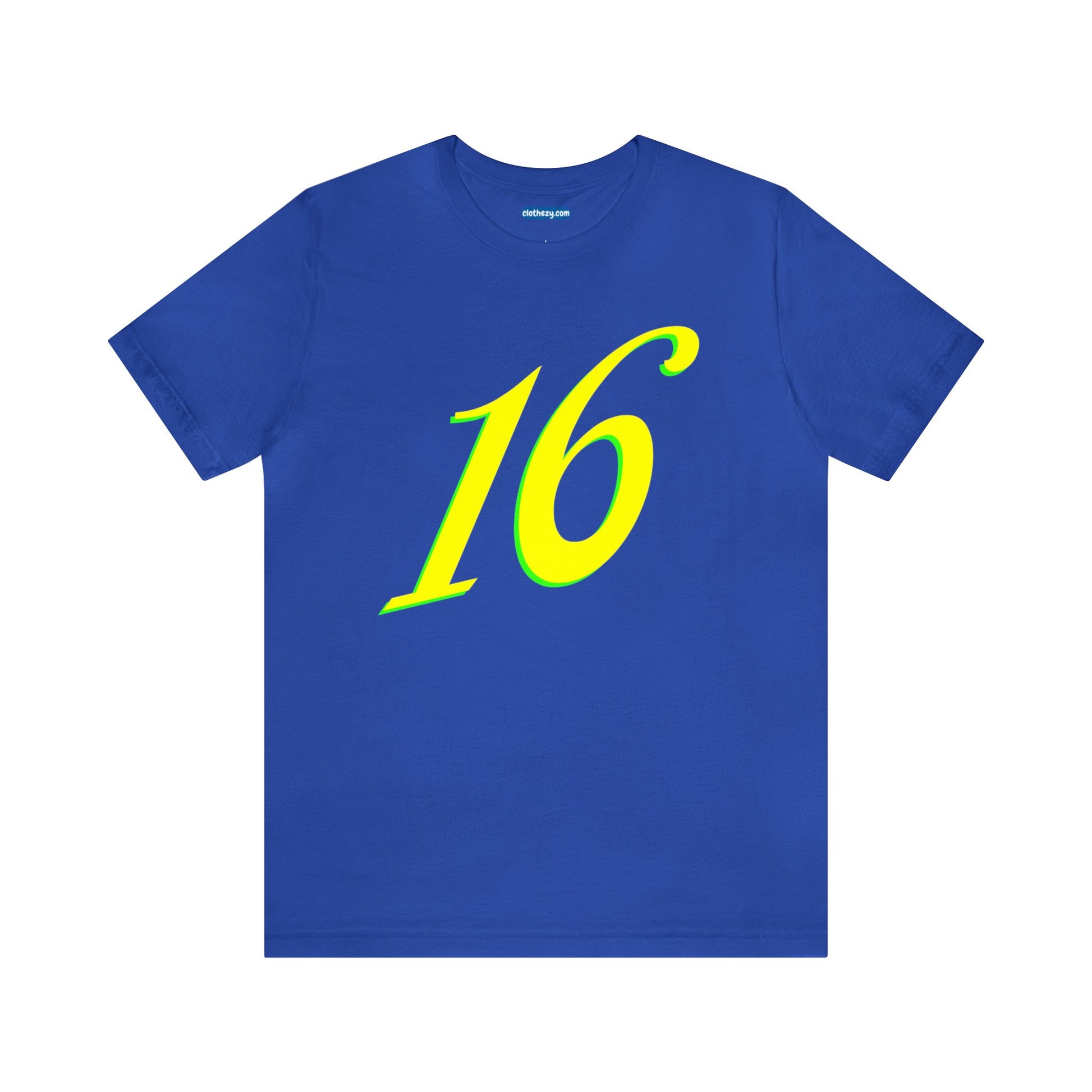 Number 16 Design - Soft Cotton Tee for birthdays and celebrations, Gift for friends and family, Multiple Options by clothezy.com in Royal Blue Size Small - Buy Now
