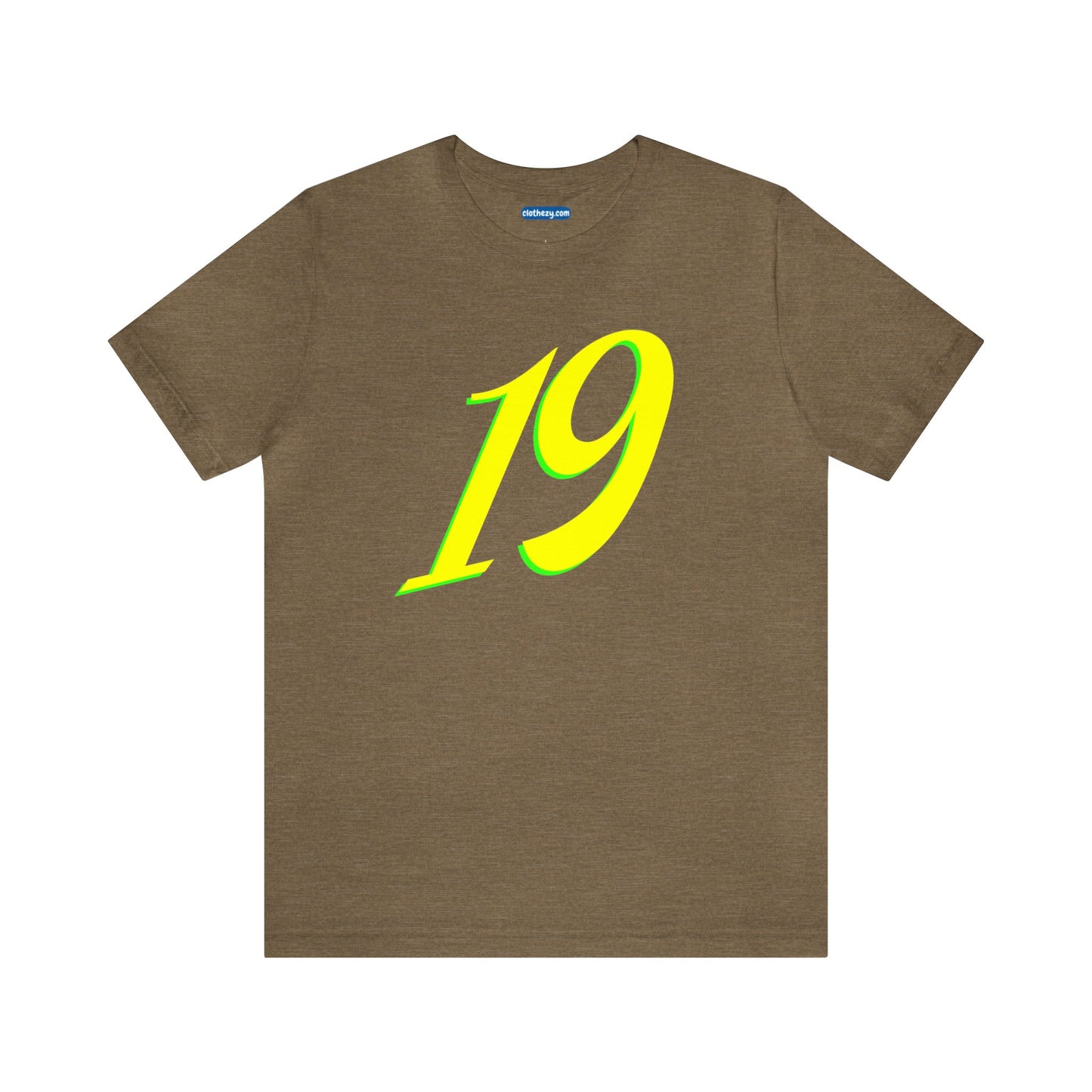 Number 19 Design - Soft Cotton Tee for birthdays and celebrations, Gift for friends and family, Multiple Options by clothezy.com in Olive Heather Size Small - Buy Now