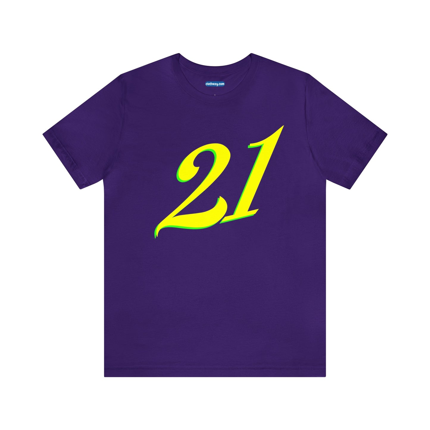 Number 21 Design - Soft Cotton Tee for birthdays and celebrations, Gift for friends and family, Multiple Options by clothezy.com in Purple Size Small - Buy Now