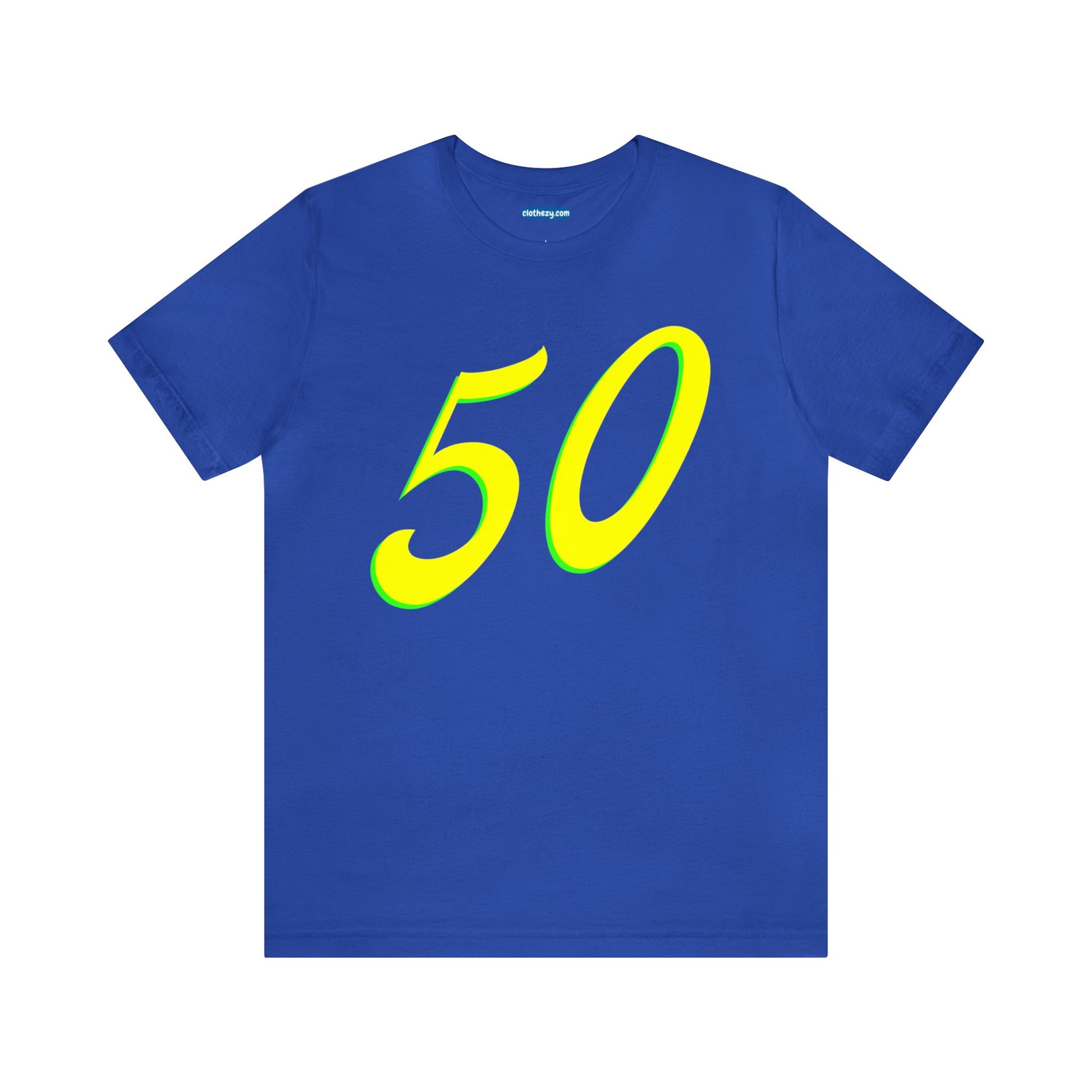 Number 50 Design - Soft Cotton Tee for birthdays and celebrations, Gift for friends and family, Multiple Options by clothezy.com in Royal Blue Size Small - Buy Now