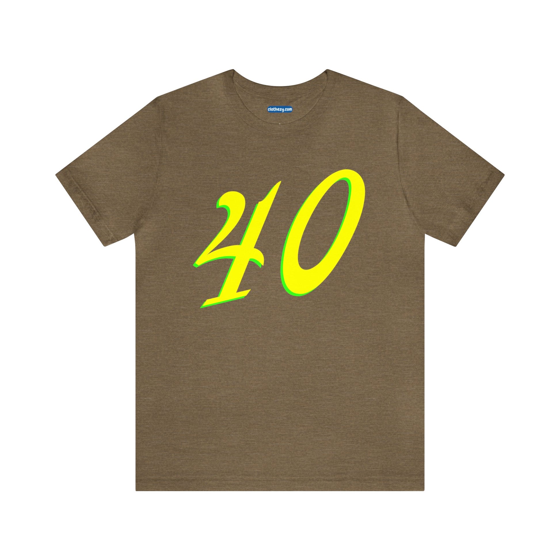 Number 40 Design - Soft Cotton Tee for birthdays and celebrations, Gift for friends and family, Multiple Options by clothezy.com in Olive Heather Size Small - Buy Now