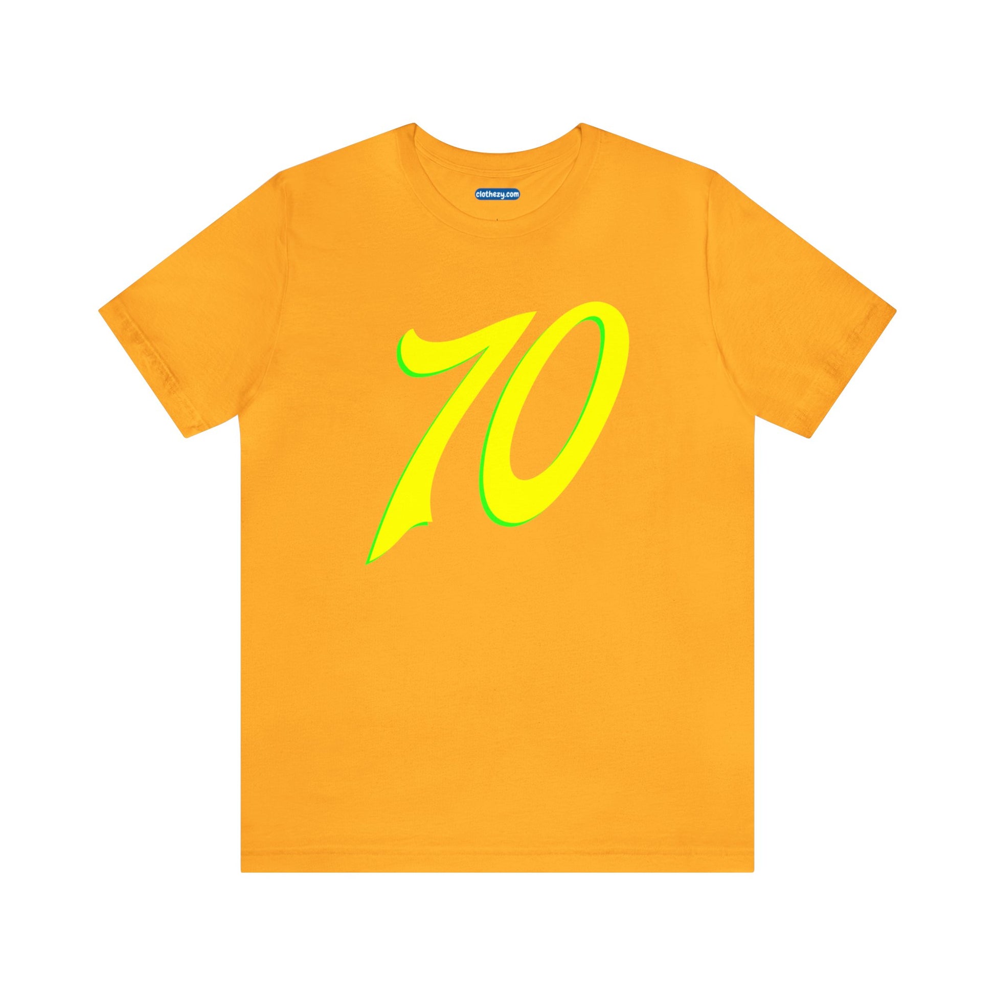 Number 70 Design - Soft Cotton Tee for birthdays and celebrations, Gift for friends and family, Multiple Options by clothezy.com in Green Heather Size Small - Buy Now