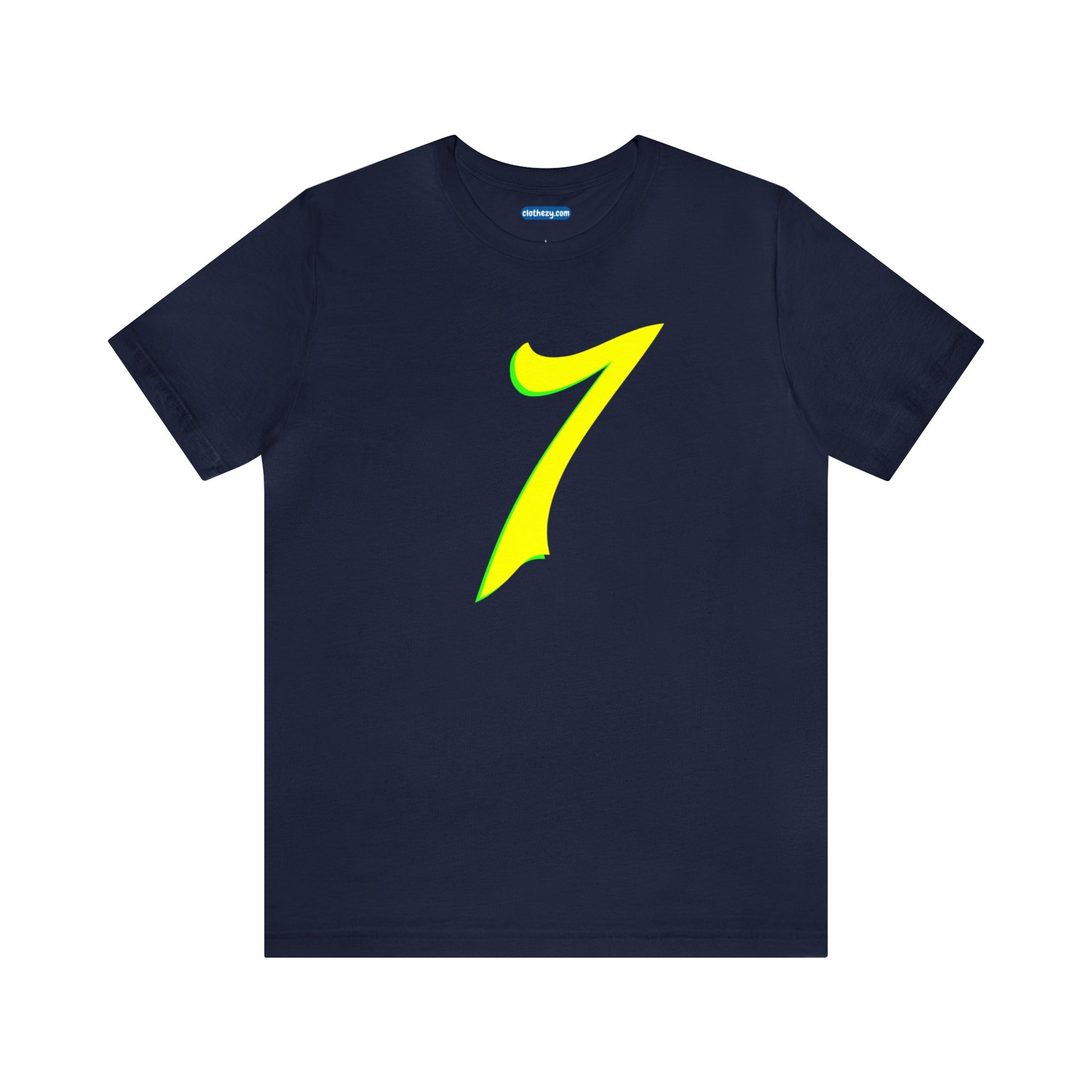 Number 7 Design - Soft Cotton Tee for birthdays and celebrations, Gift for friends and family, Multiple Options by clothezy.com in Navy Size Small - Buy Now