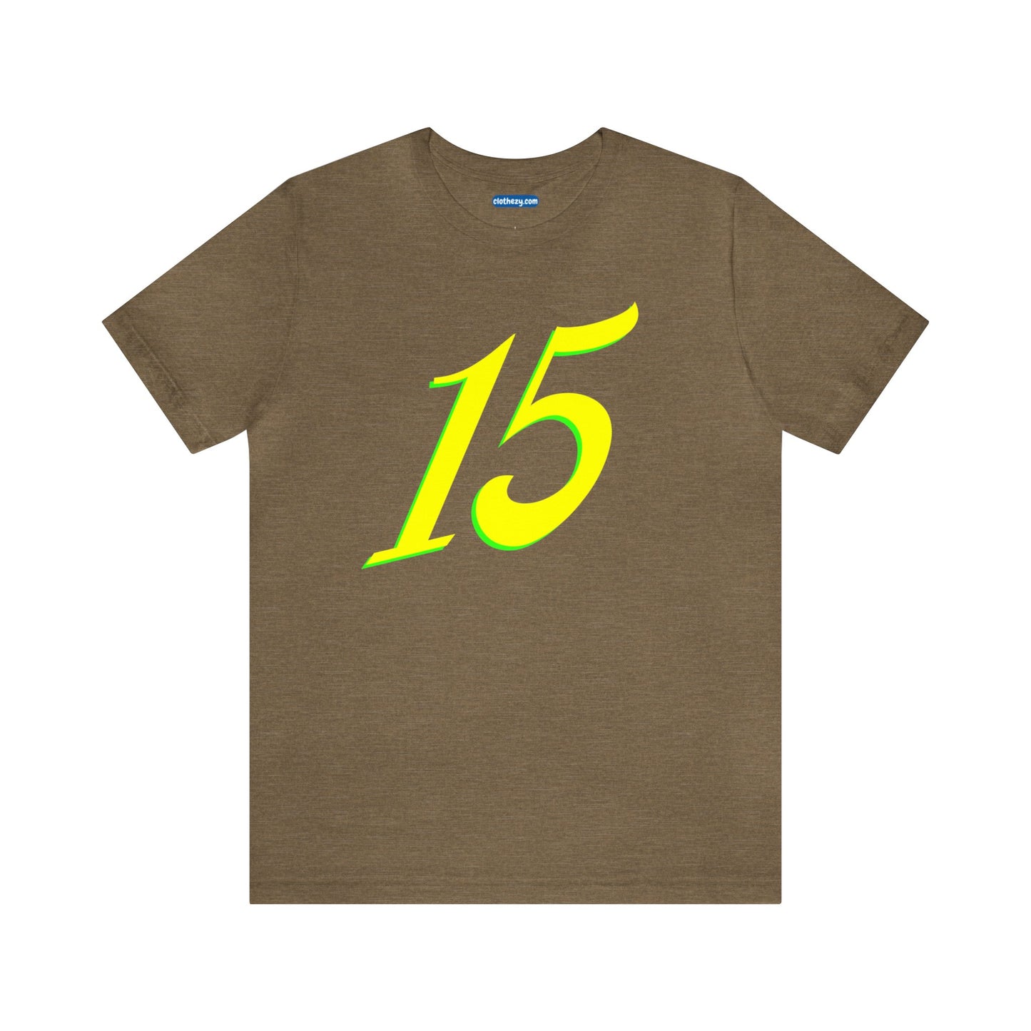 Number 15 Design - Soft Cotton Tee for birthdays and celebrations, Gift for friends and family, Multiple Options by clothezy.com in Olive Heather Size Small - Buy Now