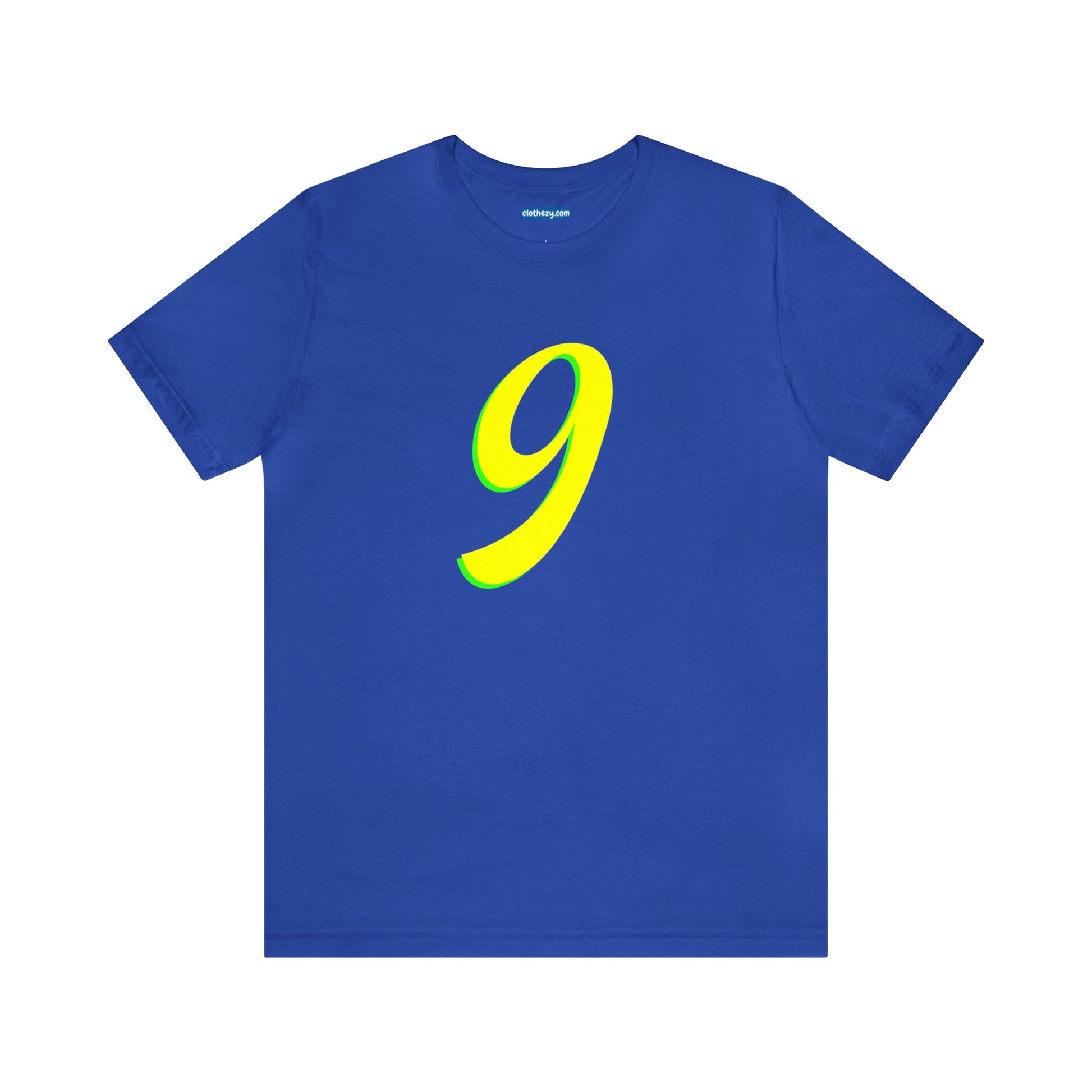 Number 9 Design - Soft Cotton Tee for birthdays and celebrations, Gift for friends and family, Multiple Options by clothezy.com in Royal Blue Size Small - Buy Now