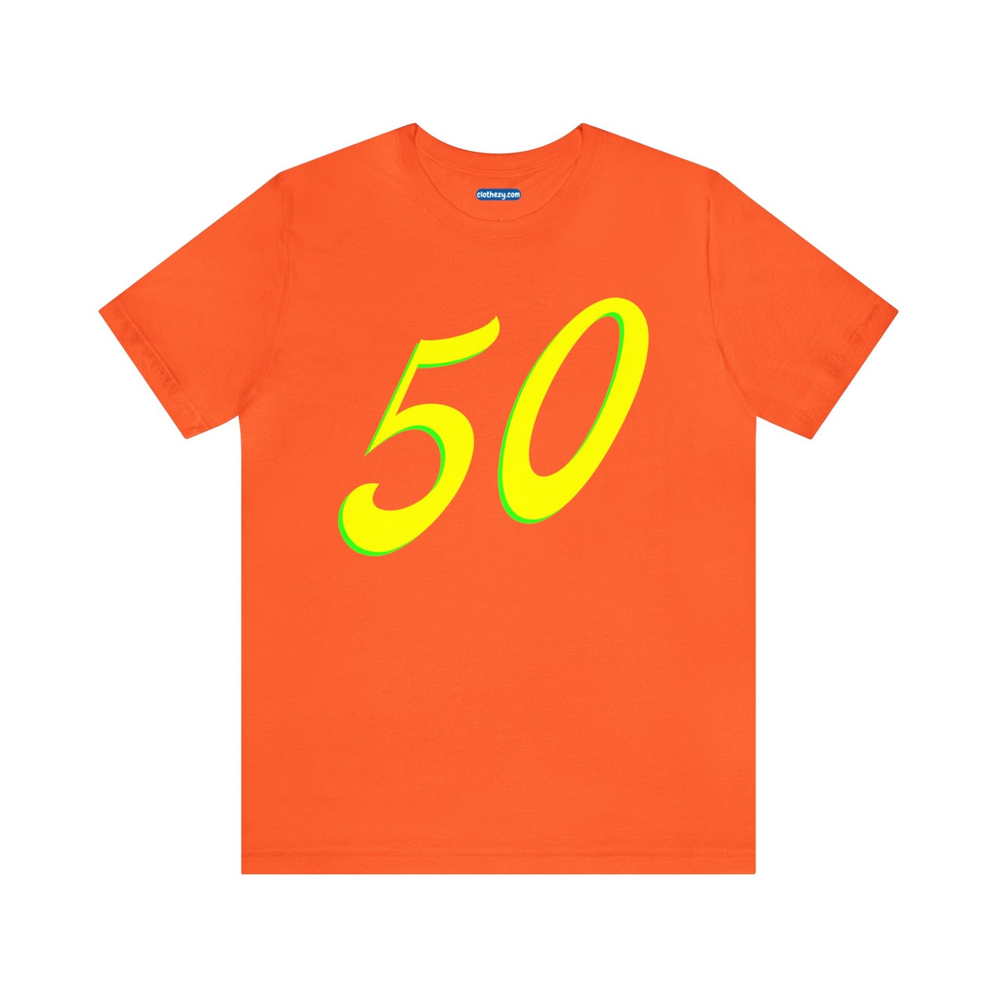 Number 50 Design - Soft Cotton Tee for birthdays and celebrations, Gift for friends and family, Multiple Options by clothezy.com in Orange Size Small - Buy Now