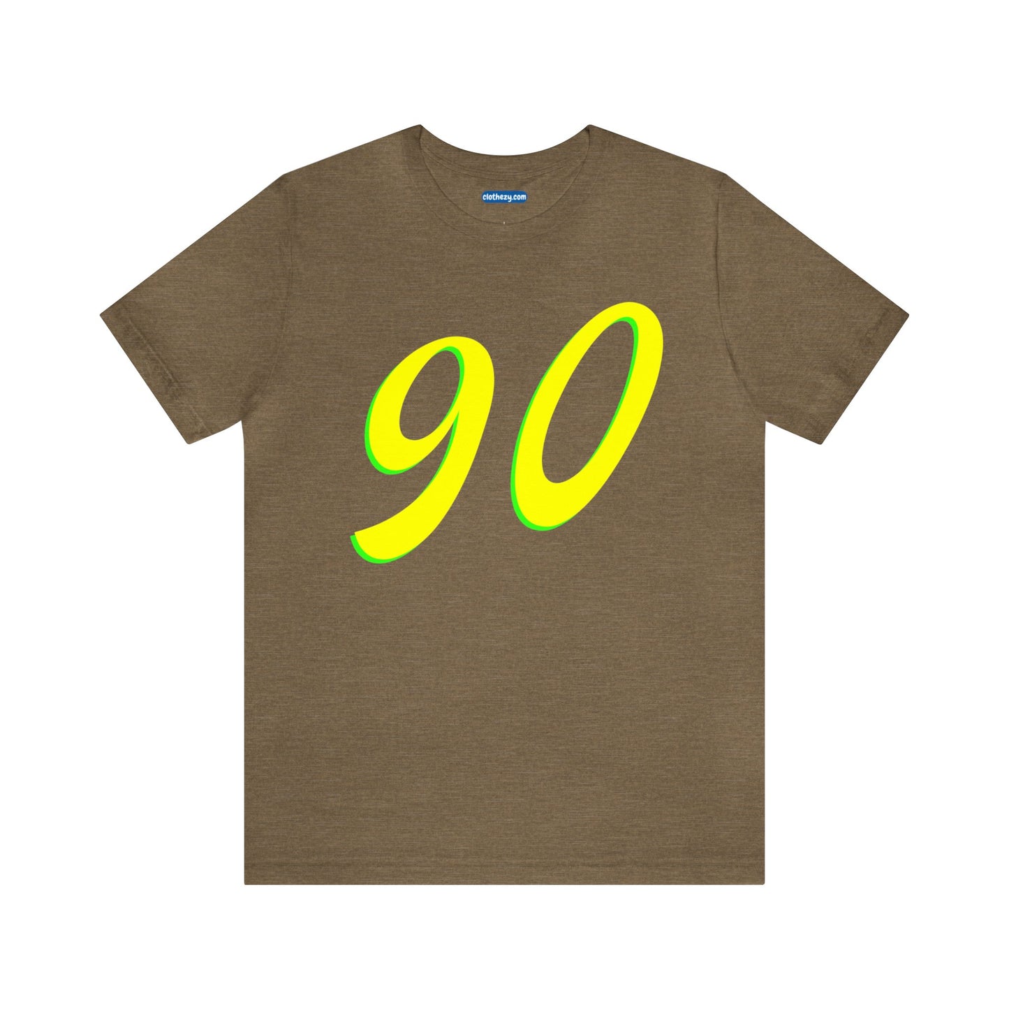 Number 90 Design - Soft Cotton Tee for birthdays and celebrations, Gift for friends and family, Multiple Options by clothezy.com in Olive Heather Size Small - Buy Now