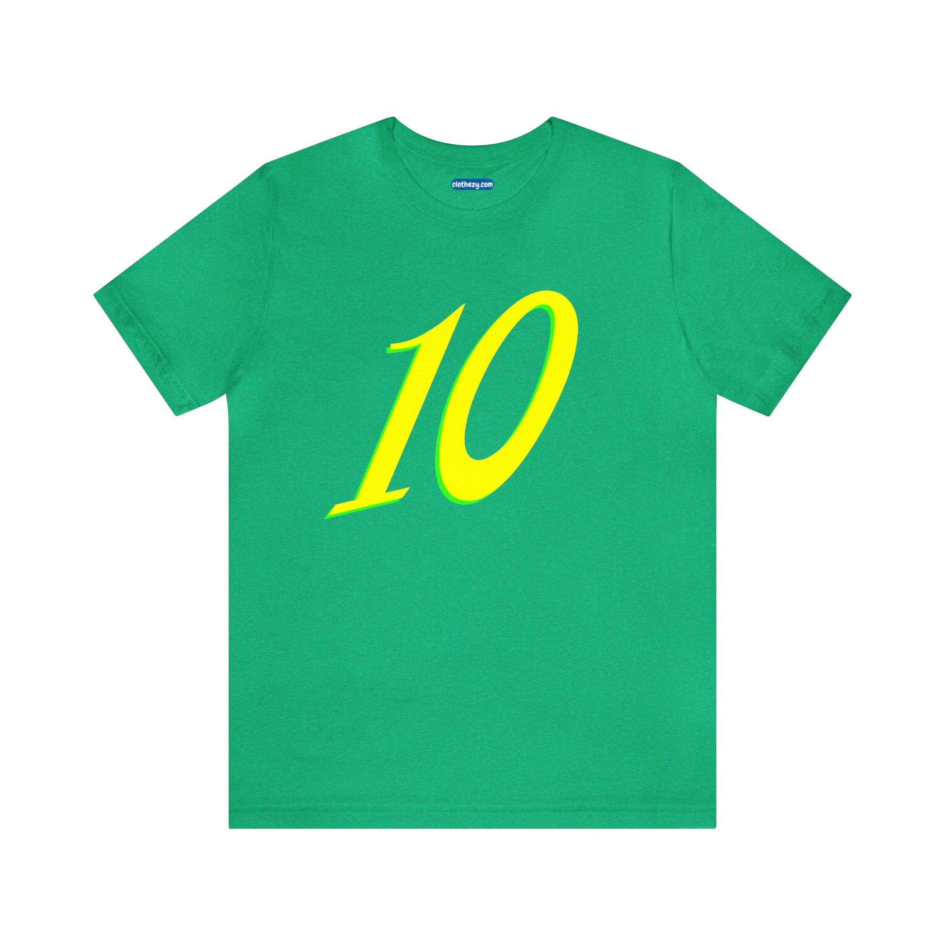 Number 10 Design - Soft Cotton Tee for birthdays and celebrations, Gift for friends and family, Multiple Options by clothezy.com in Green Heather Size Small - Buy Now