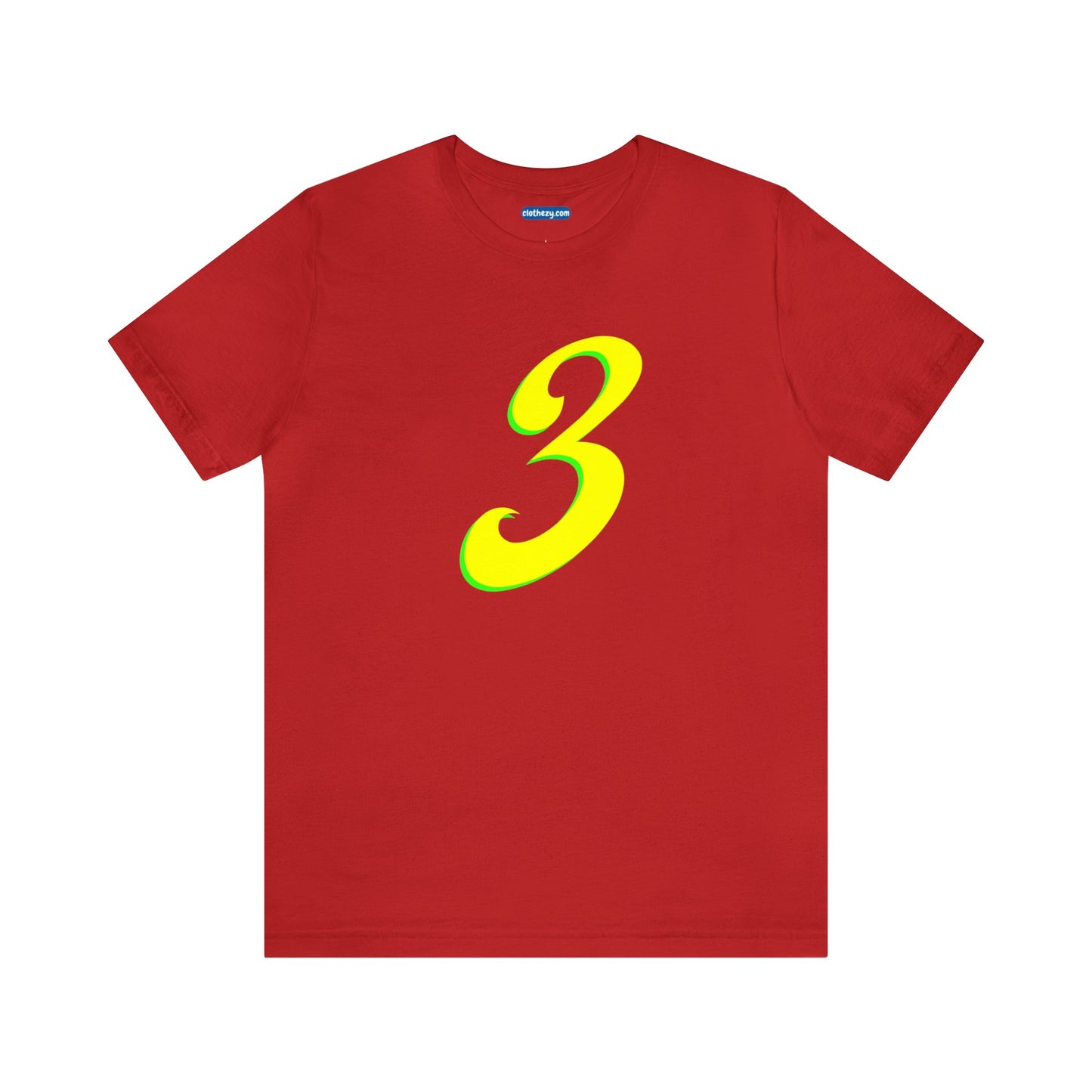 Number 3 Design - Soft Cotton Tee for birthdays and celebrations, Gift for friends and family, Multiple Options by clothezy.com in Red Size Small - Buy Now