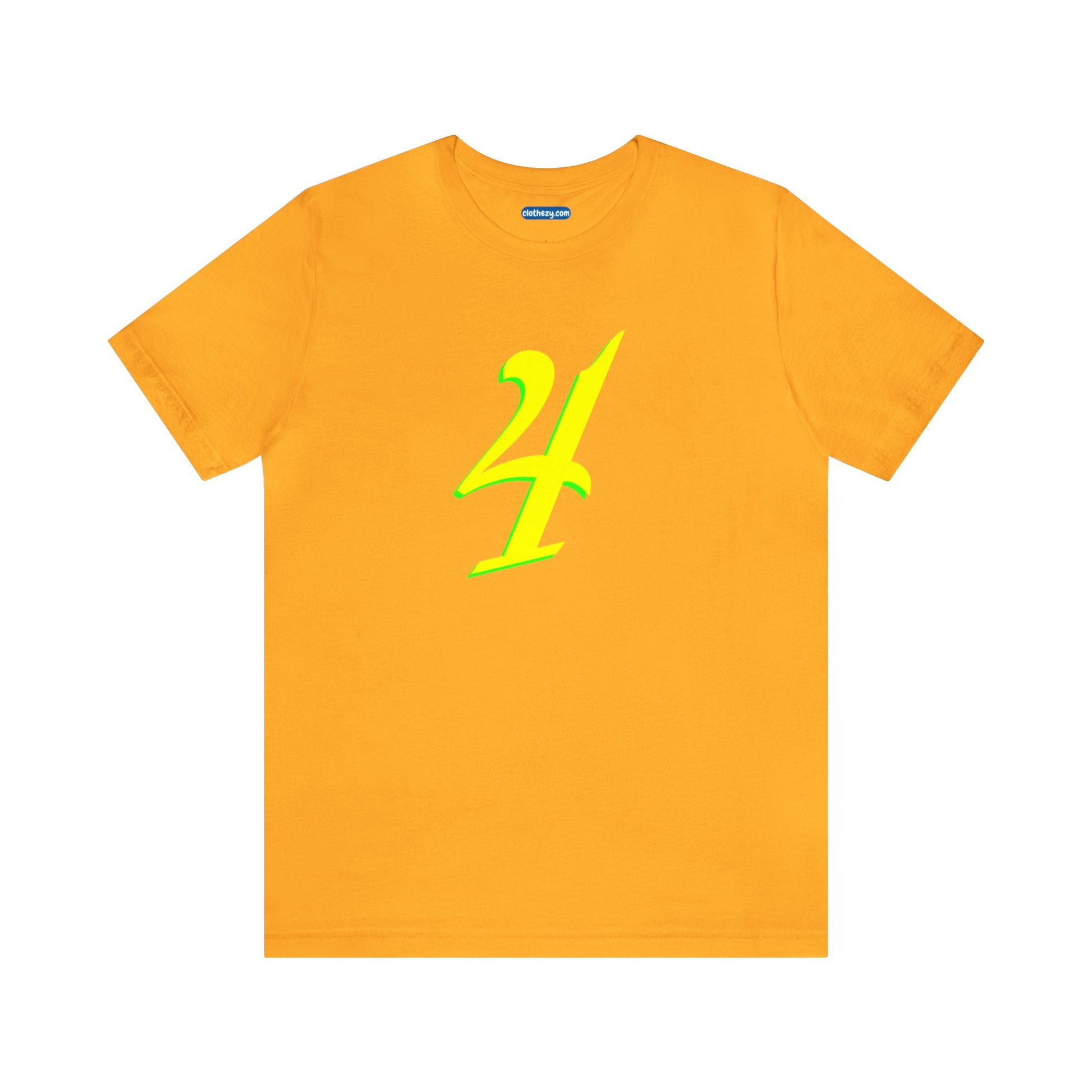 Number 4 Design - Soft Cotton Tee for birthdays and celebrations, Gift for friends and family, Multiple Options by clothezy.com in Gold Size Small - Buy Now