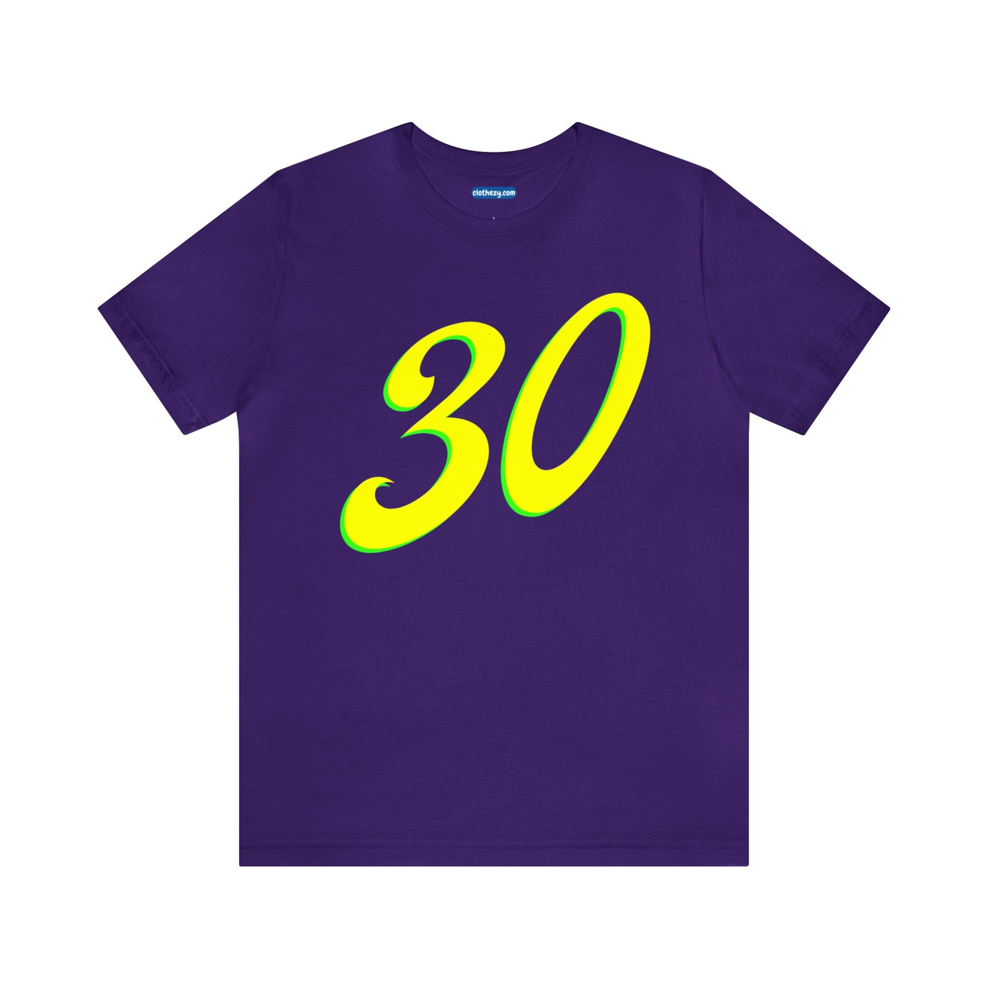 Number 30 Design - Soft Cotton Tee for birthdays and celebrations, Gift for friends and family, Multiple Options by clothezy.com in Purple Size Small - Buy Now