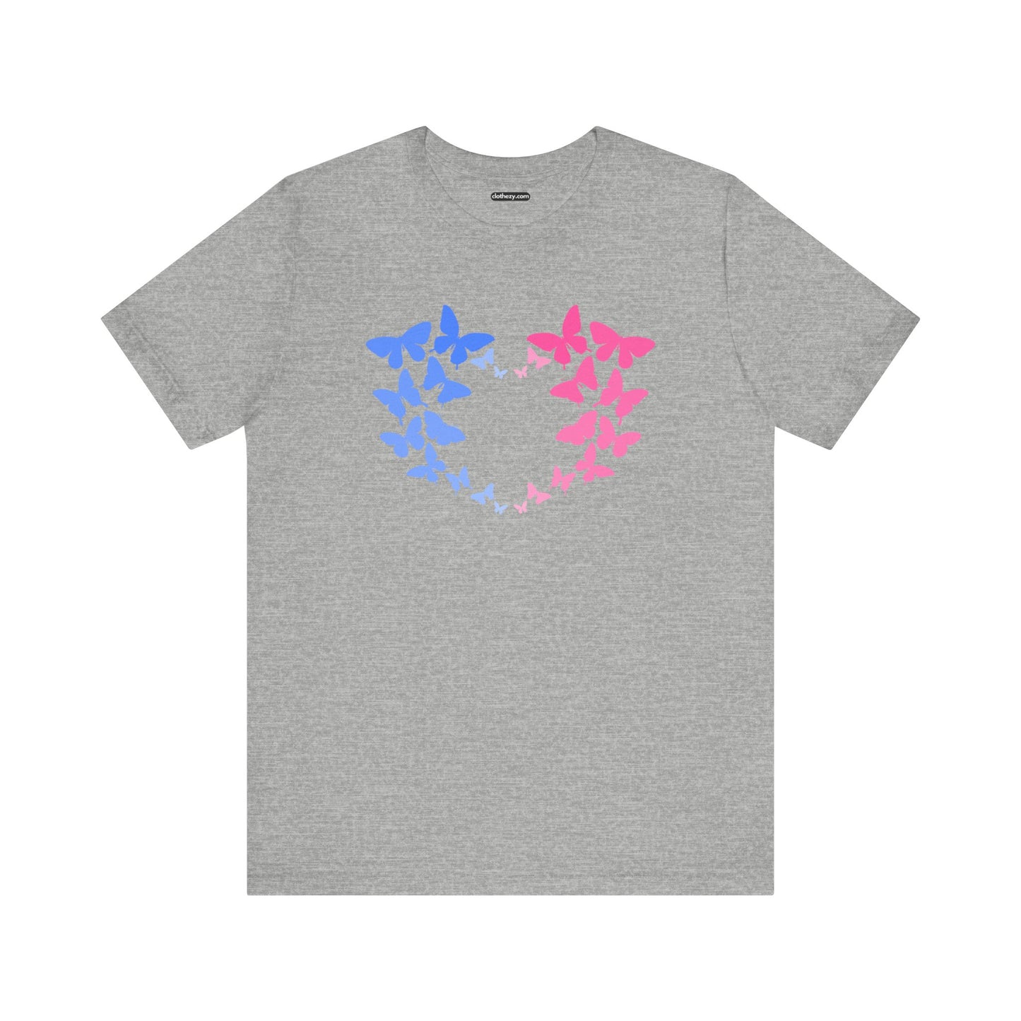 Blue and Pink Butterfly Heart - Soft Cotton Adult Unisex T-Shirt, Gift for friends and family, Gift for friends and family by clothezy.com - Buy Now