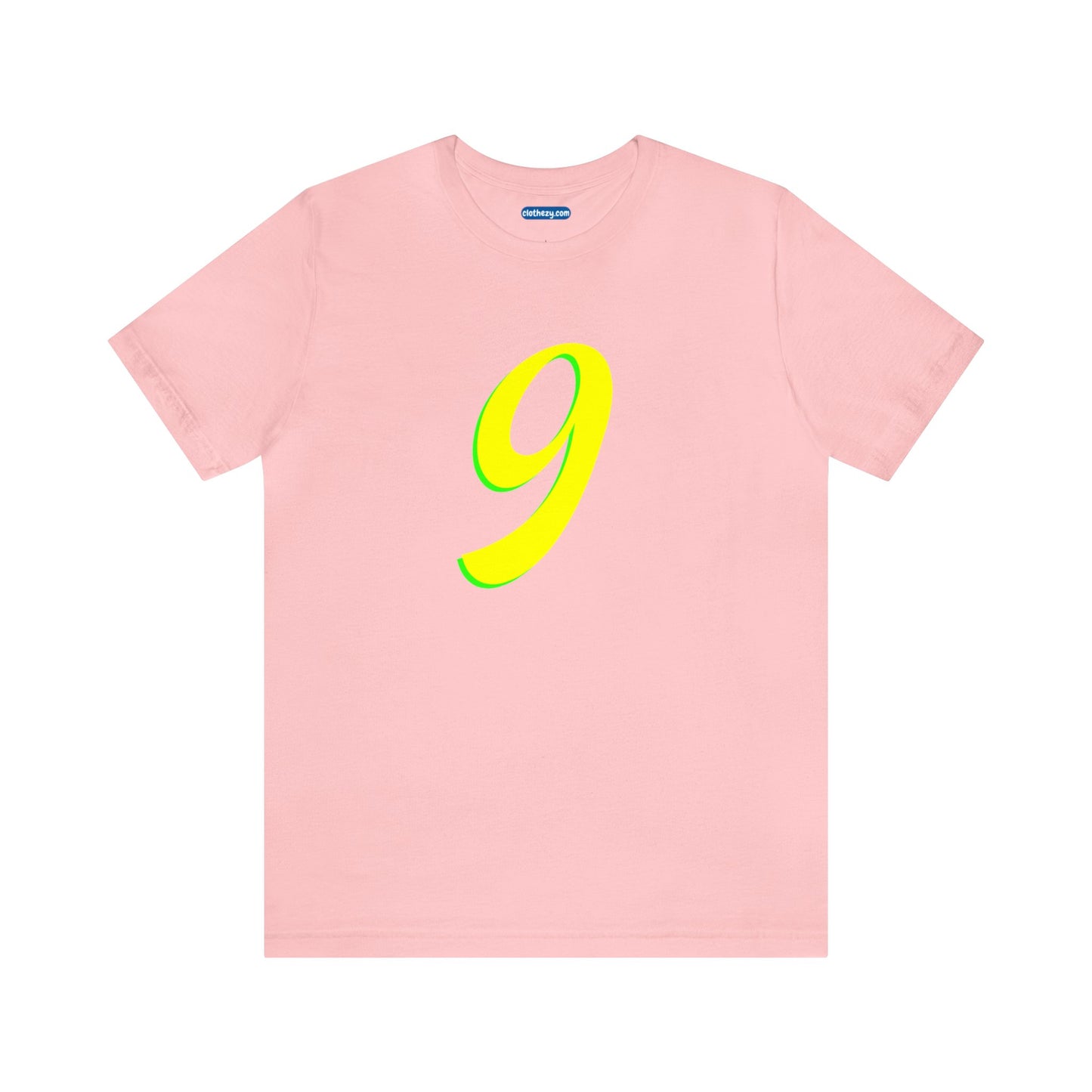 Number 9 Design - Soft Cotton Tee for birthdays and celebrations, Gift for friends and family, Multiple Options by clothezy.com in Pink Size Small - Buy Now